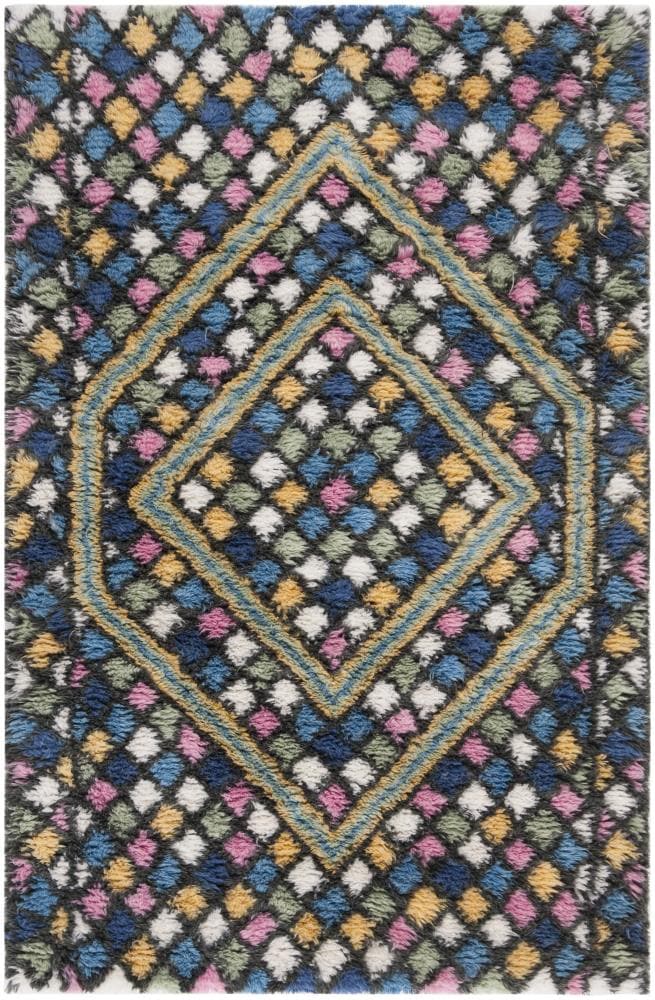 Safavieh CSB750M-4 Casablanca Ansar 4 x 6 (ft) Tufted Wool Blue/Gold Rectangular Indoor Abstract Bohemian/Eclectic Area rug
