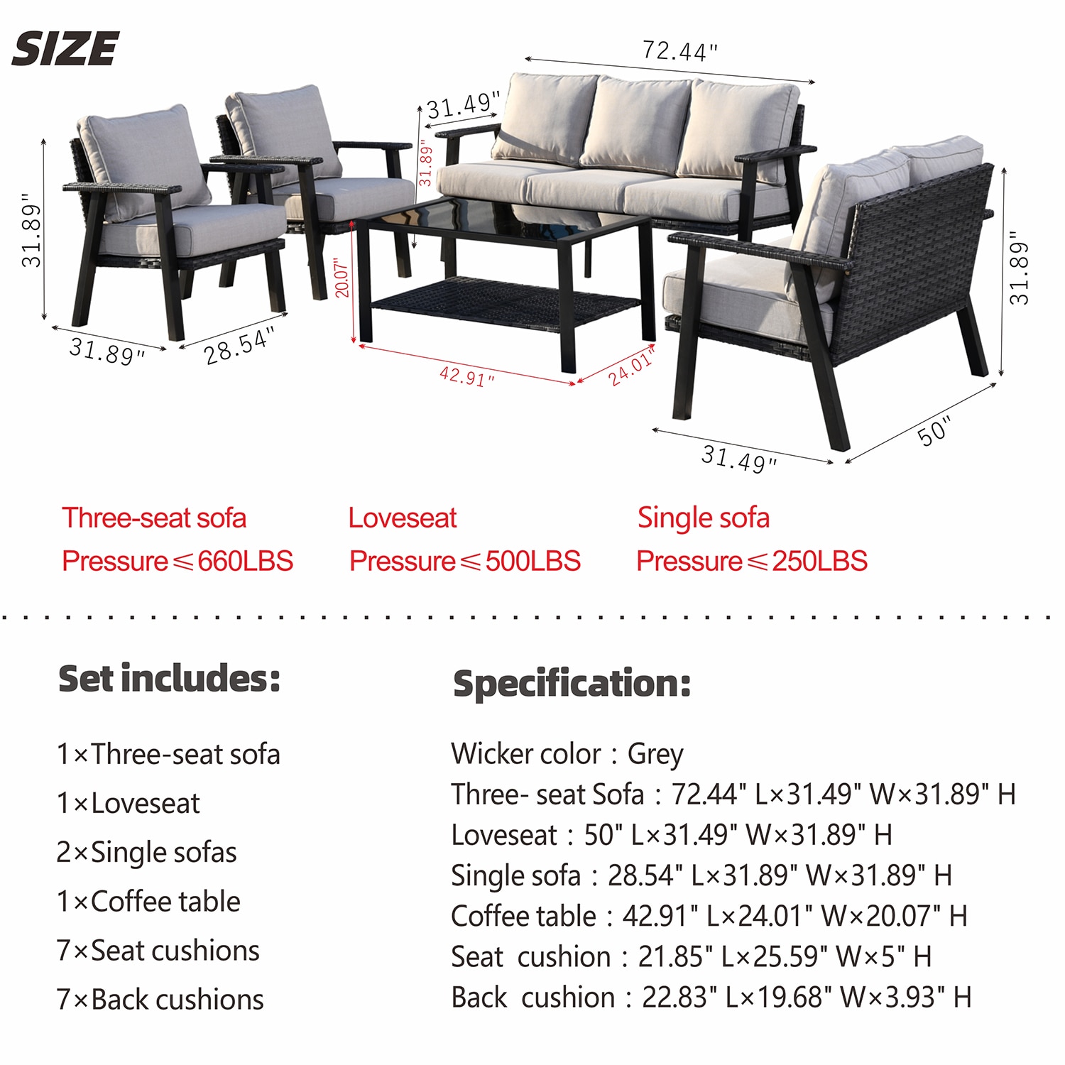 Pouuin SHW60TB05 Patio-Conversation-Sets - View #8