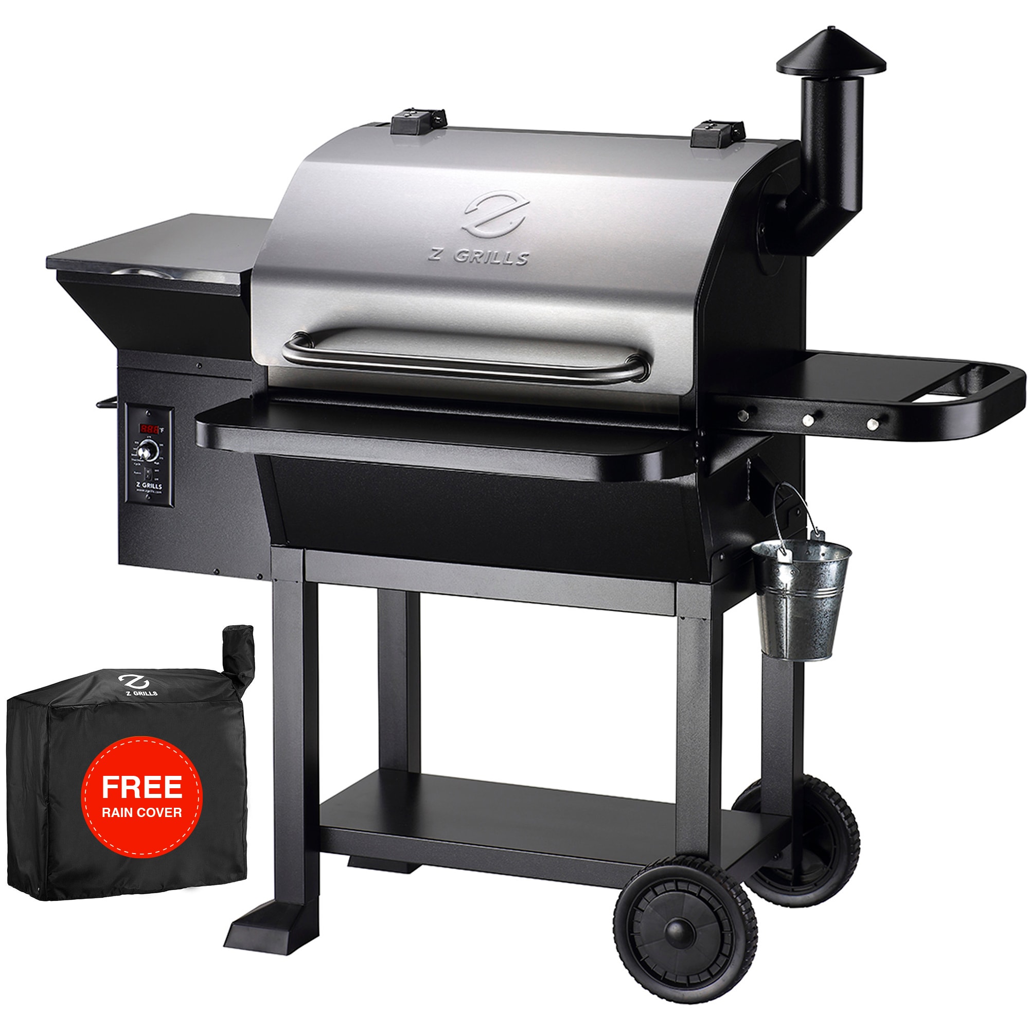 Charcoal BBQ Smoker Grill - Deluxe Outdoor Smoker BBQ - Meat & Fish, Free  Cover