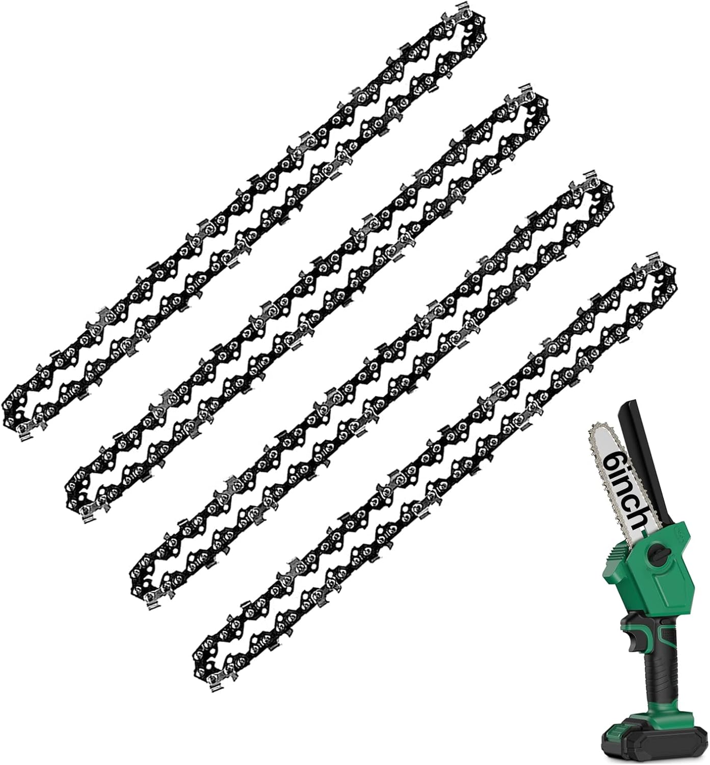 Mini Chainsaw Chain 6 Inch Replacement Guide Saw Chain for 6 inch Mini Cordless Electric Portable Battery Powered Handheld Chainsaw
