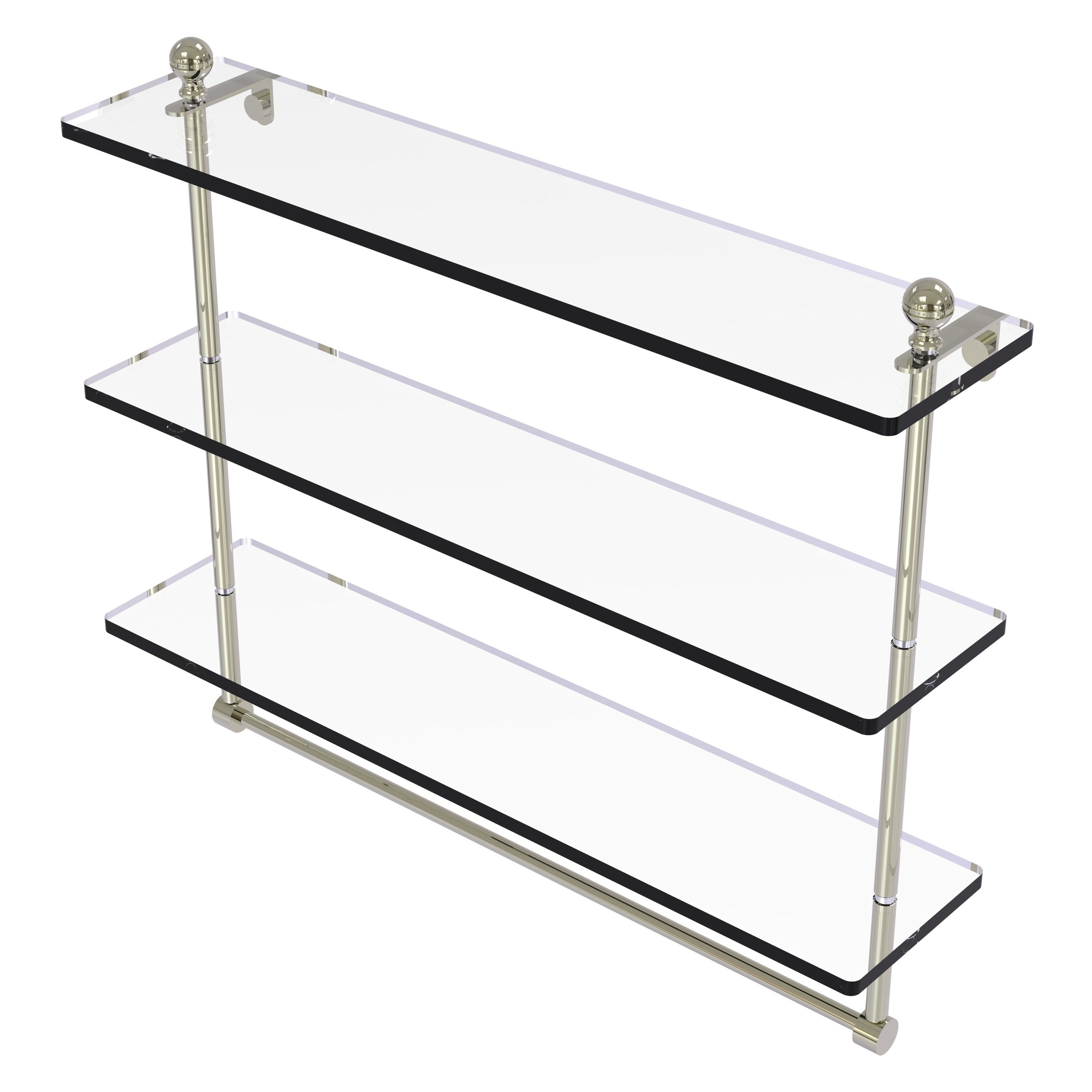 Allied Brass MA-5/22TB-PNI Mambo Polished Nickel 3 -Tier Wall mount Bathroom Shelf ( 22-in x 18-in x 5-in )
