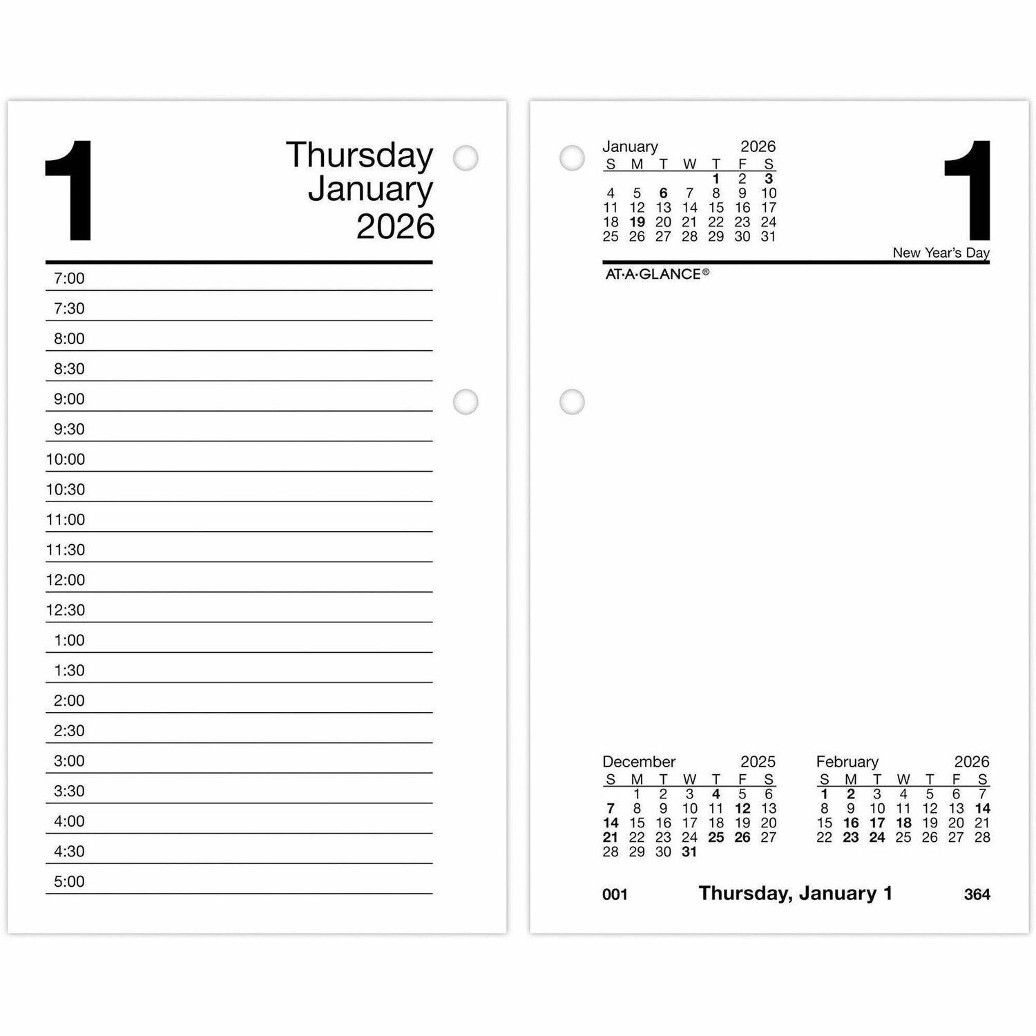 AT-A-GLANCE SPRAAGE717T50 Desk Calendar Refill with Tabs  3.5 x 6  White Sheets  12 Month Jan to Dec 2026