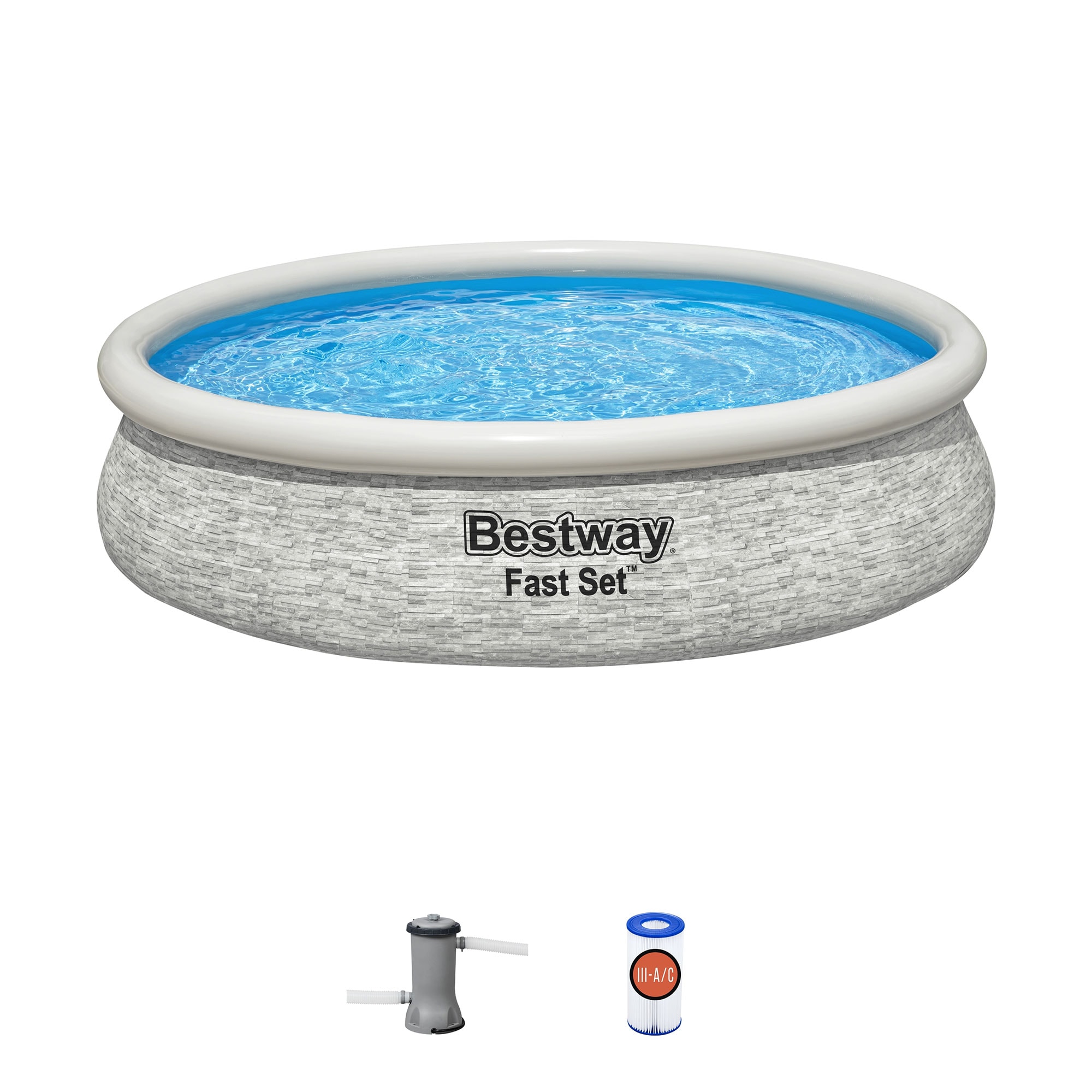 Bestway 324036 12-ft x 12-ft x 29.92-in Inflatable top ring Round Above-Ground Pool with Filter Pump