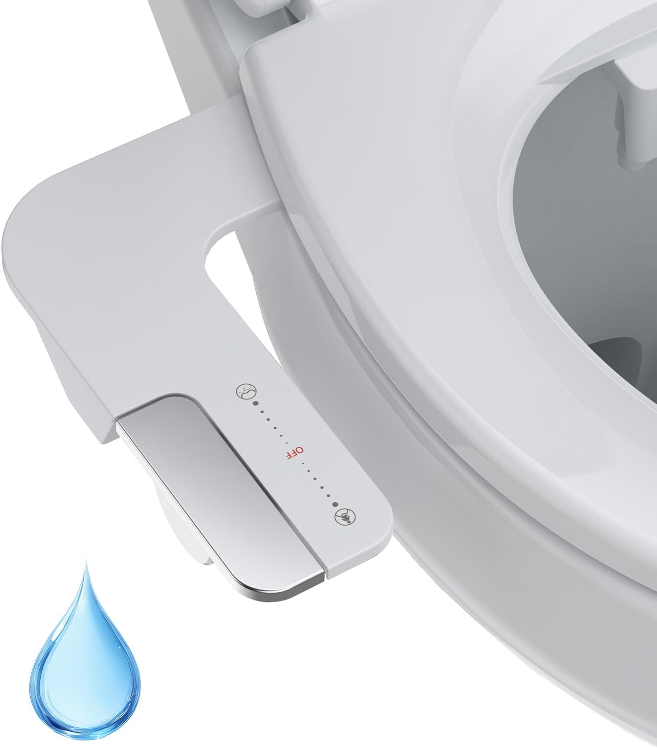 GAOMON Non-Electric Toilet Seat Bidet - Dual Cold Water Nozzle Posterior and Feminine Wash Adjustable Pressure Stainless Steel Ultra Slim Flexible