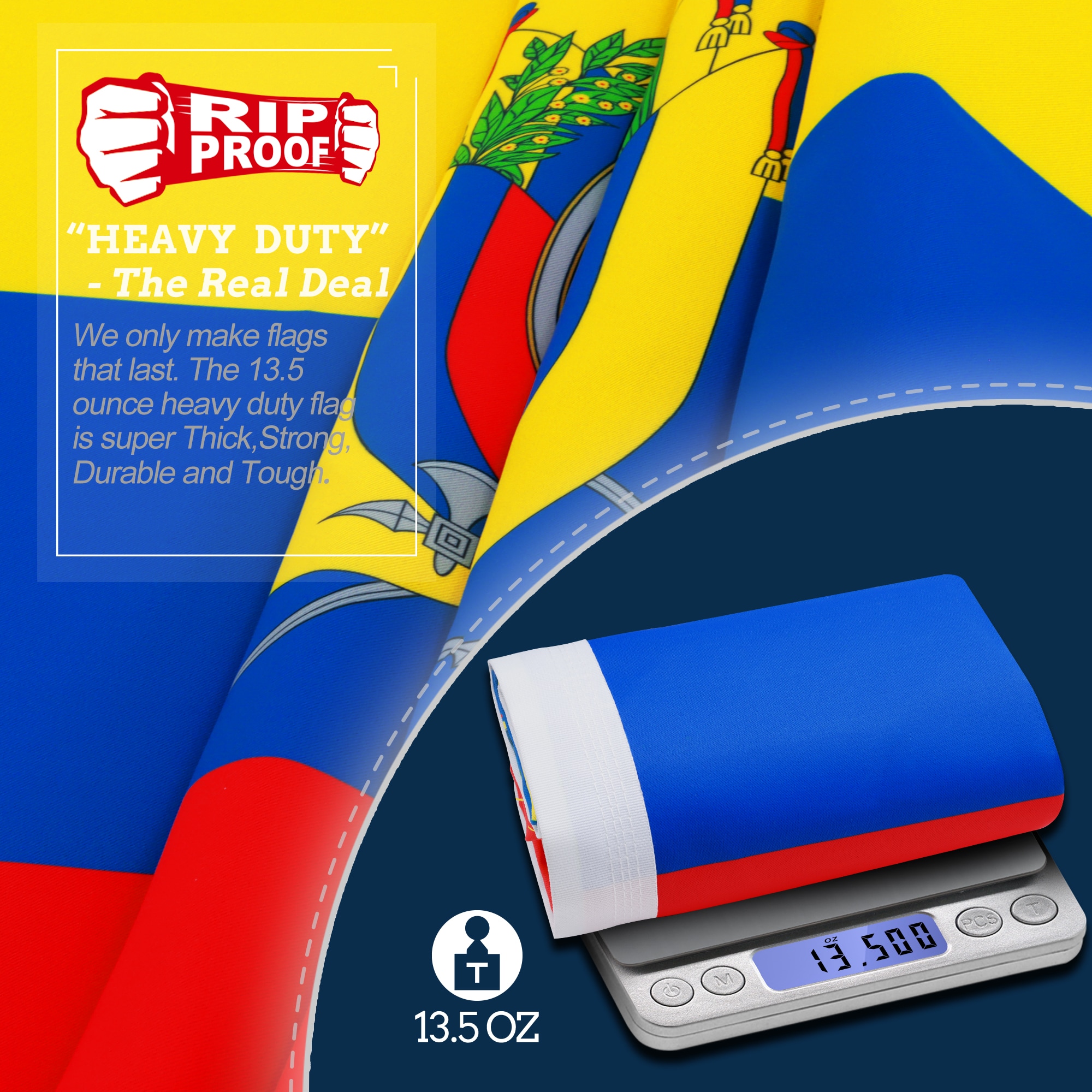 Rip-Proof Double Sided 3-Ply Ecuador Flag 3x5 Foot