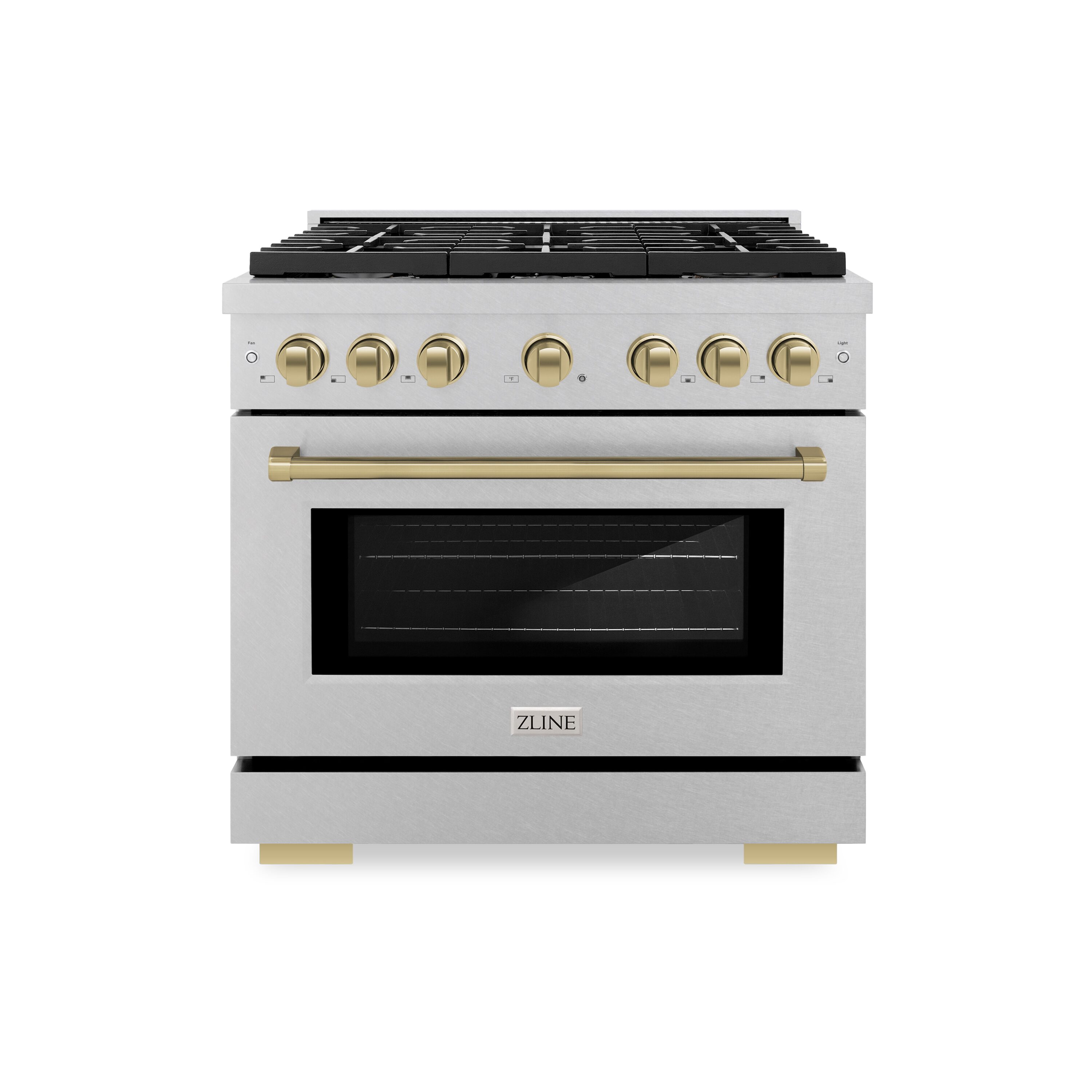 ZLINE KITCHEN & BATH SDRSZ-36-CB Paramount 36-in Standard 6 burners Convection Oven Freestanding Dual Fuel Range ( Stainless Steel, Champagne Bronze Accents )