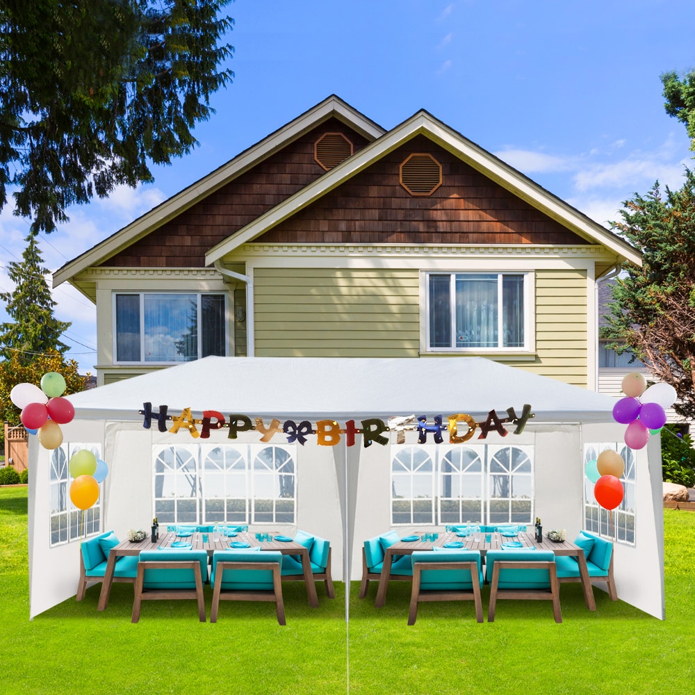 Bestcore 10-ft x 20-ft Outdoor Party Tent Canopy with 4 Removable Sidewalls Waterproof PE Patio Wedding Gazebo White