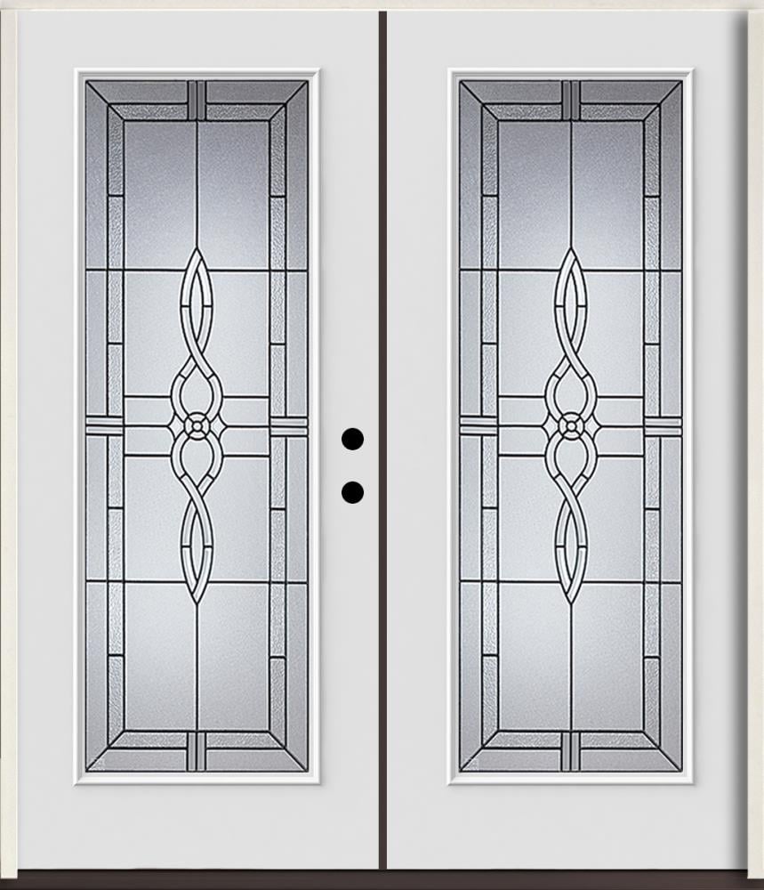 RELIABILT LO841596 Calista 72-in x 80-in x Fiberglass Full lite Left-hand inswing Modern White Painted Prehung Double Front Door Insulating core