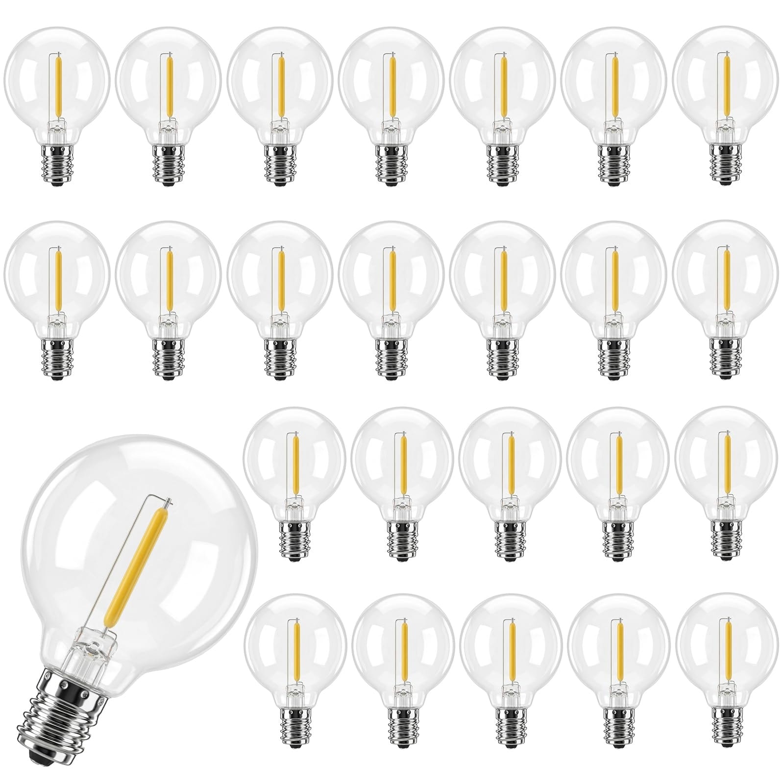 AOIZGMY  25 pack G40 LED replacement light bulbs E12 screw base shatterproof warm white globe bulbs 0 6 watt equivalent to 5 watt for outdoor