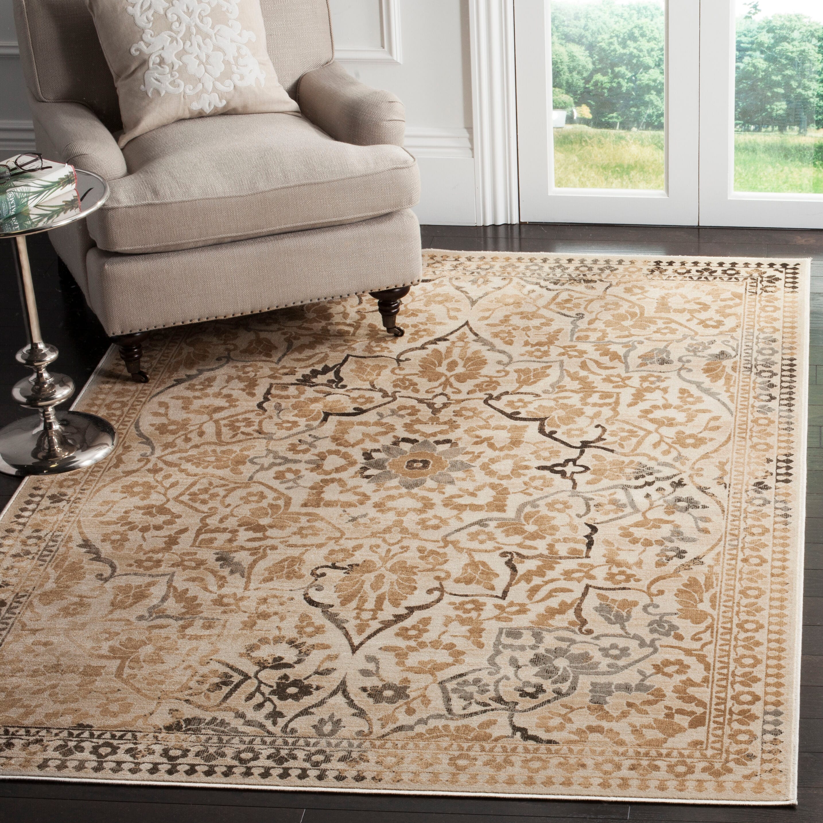 Safavieh VTG175-5440-8 Vintage Ardebil 8 x 11 (ft) Loomed Synthetic Creme Rectangular Indoor Distressed/Overdyed Vintage Area rug