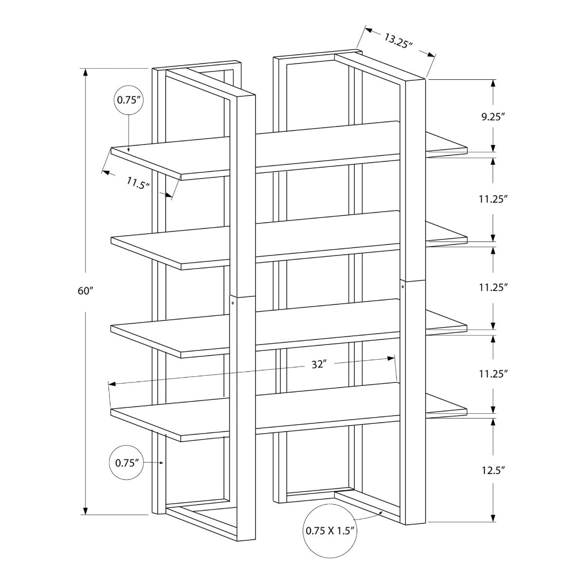 HomeRoots 333434 bookcases - View #3