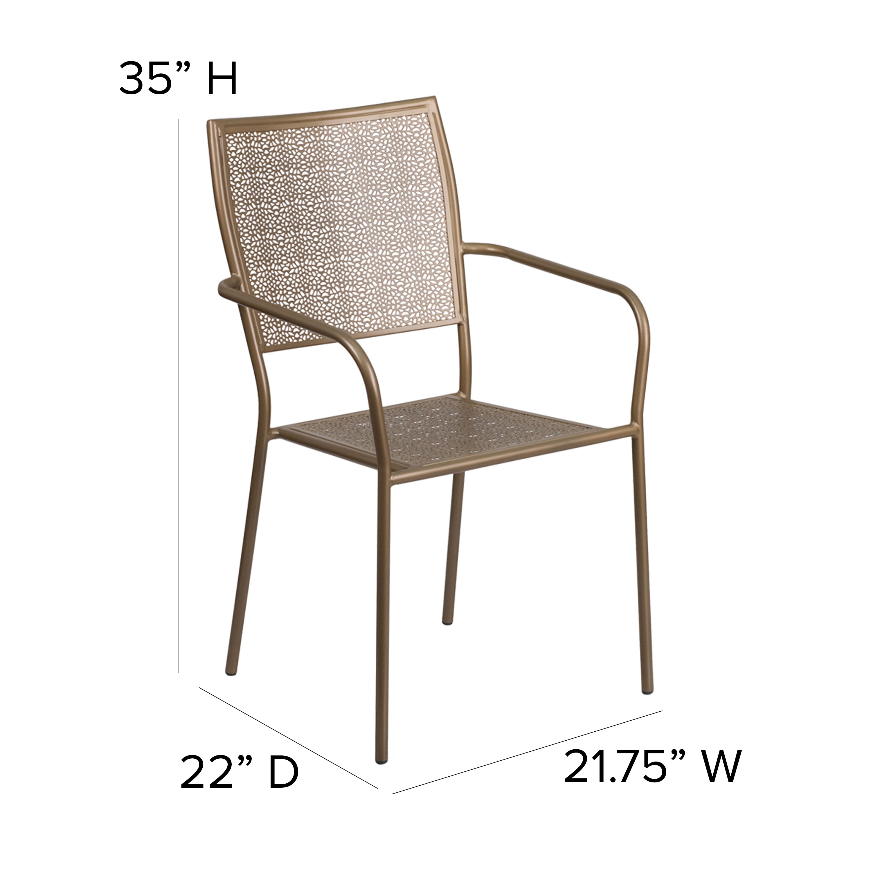 Gold Rain Flower Metal Patio Arm Chair