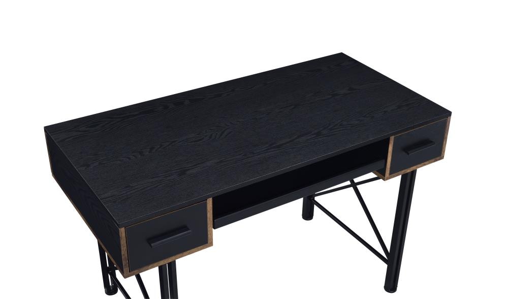 Settea 51" Industrial Black Wooden Computer Desk with Drawers and Keyboard Tray