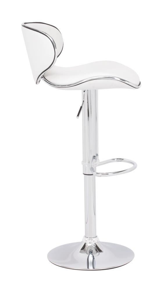 Zuo Modern Fly White Adjustable Height, Fly Racing Bar Stool