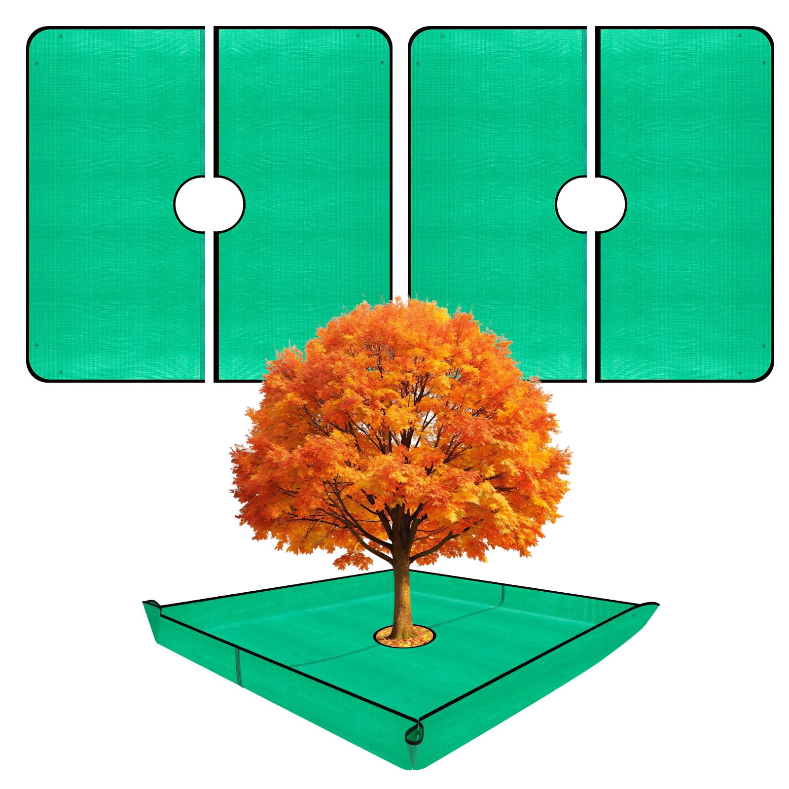Oyezvary  2 Pack 79 by 79 Green Fabric Landscape Tarp with 12 Inch Hole and Corner Buckles Waterproof Puncture Resistant durable home and garden