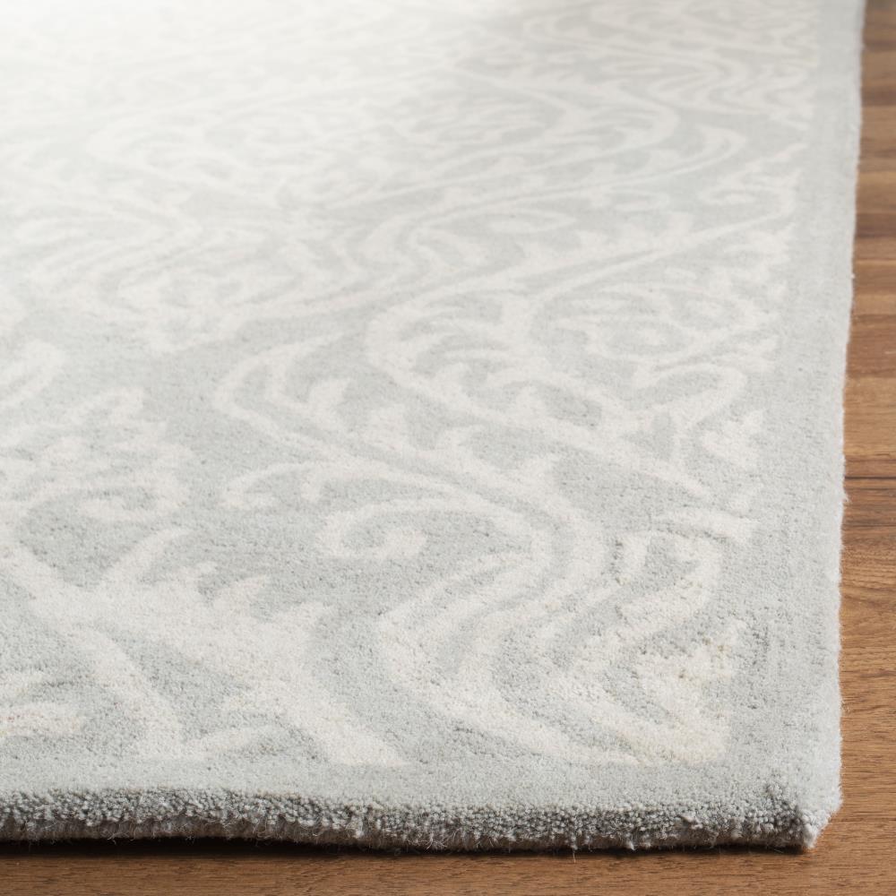 Hand-Tufted Silver Ivory Square Wool-Blend 6' Rug