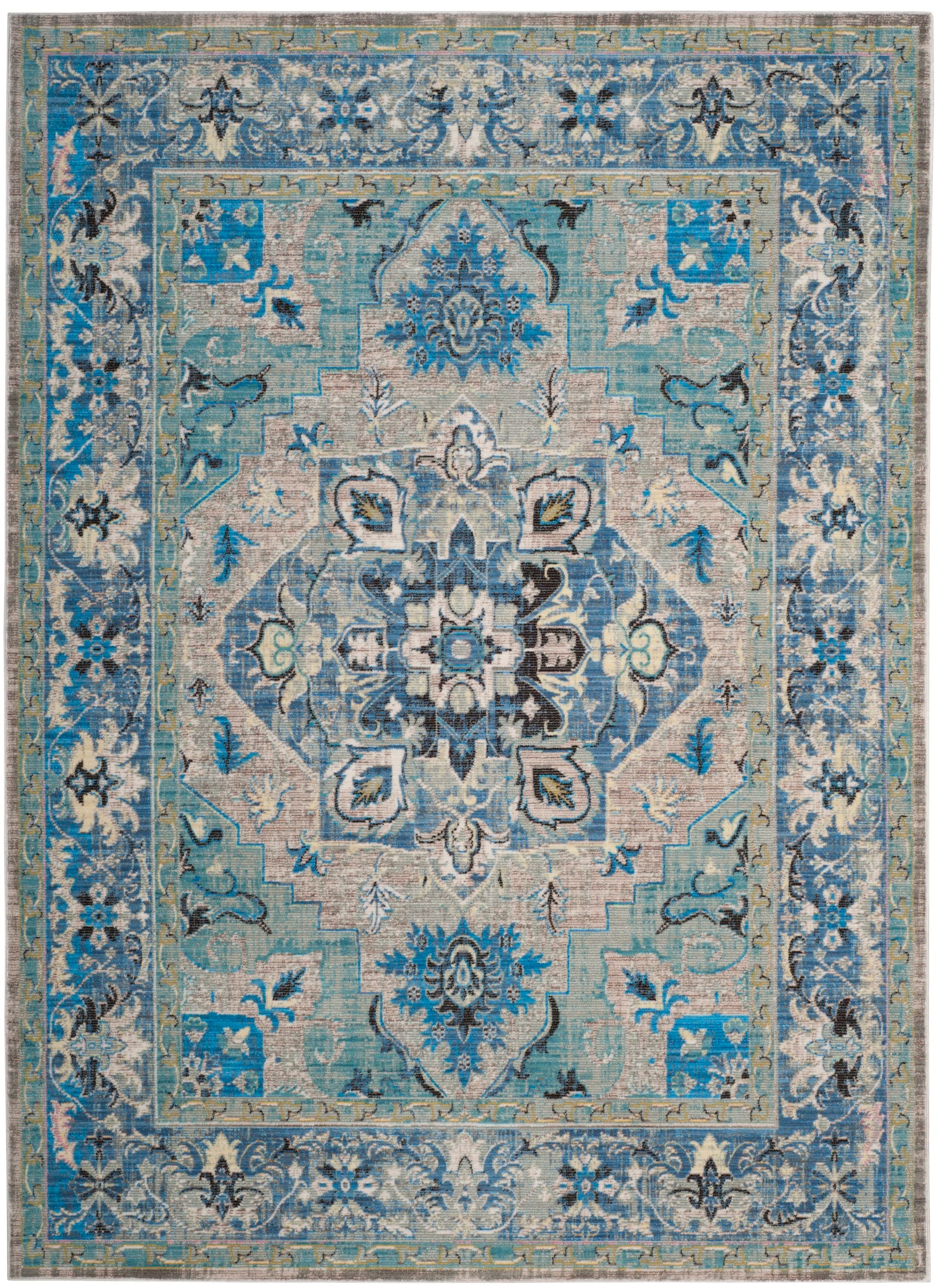 Safavieh CLR664B-6 Claremont Carrie 6 x 9 (ft) Loomed Polyester Blue/Light Gray Rectangular Indoor Floral/Botanical Oriental Area rug
