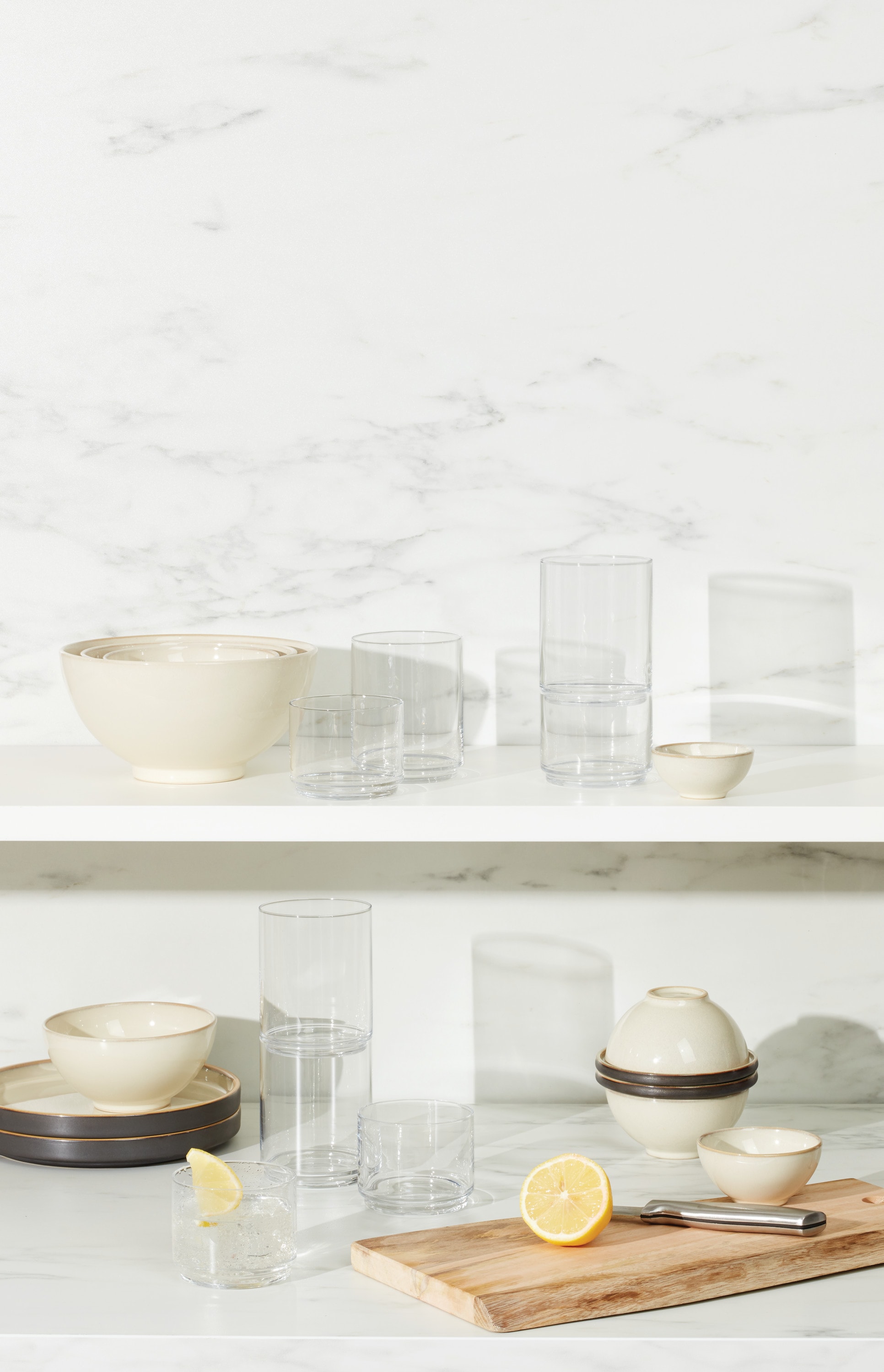 Clear Stackable Short Drinking Glasses Set of Six