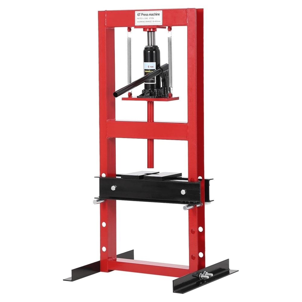 GAOMON 6-Ton Hydraulic Shop Press Heavy Duty H-Frame Garage Floor Press with 2 Press Plates Adjustable Height Work Table for Automotive Repair Metalworking and Bearing Installation