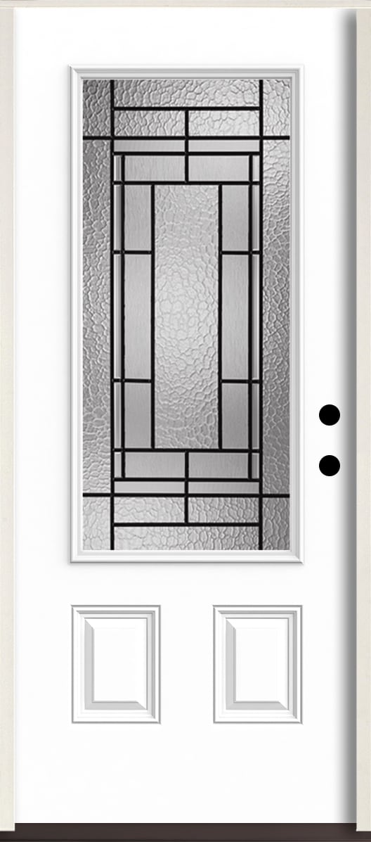 RELIABILT LO963688 Pembrook 36-in x 80-in x 4-5/8-in Fiberglass 3/4 lite Left-hand inswing Modern White Paint Painted Prehung Front Door Insulating core