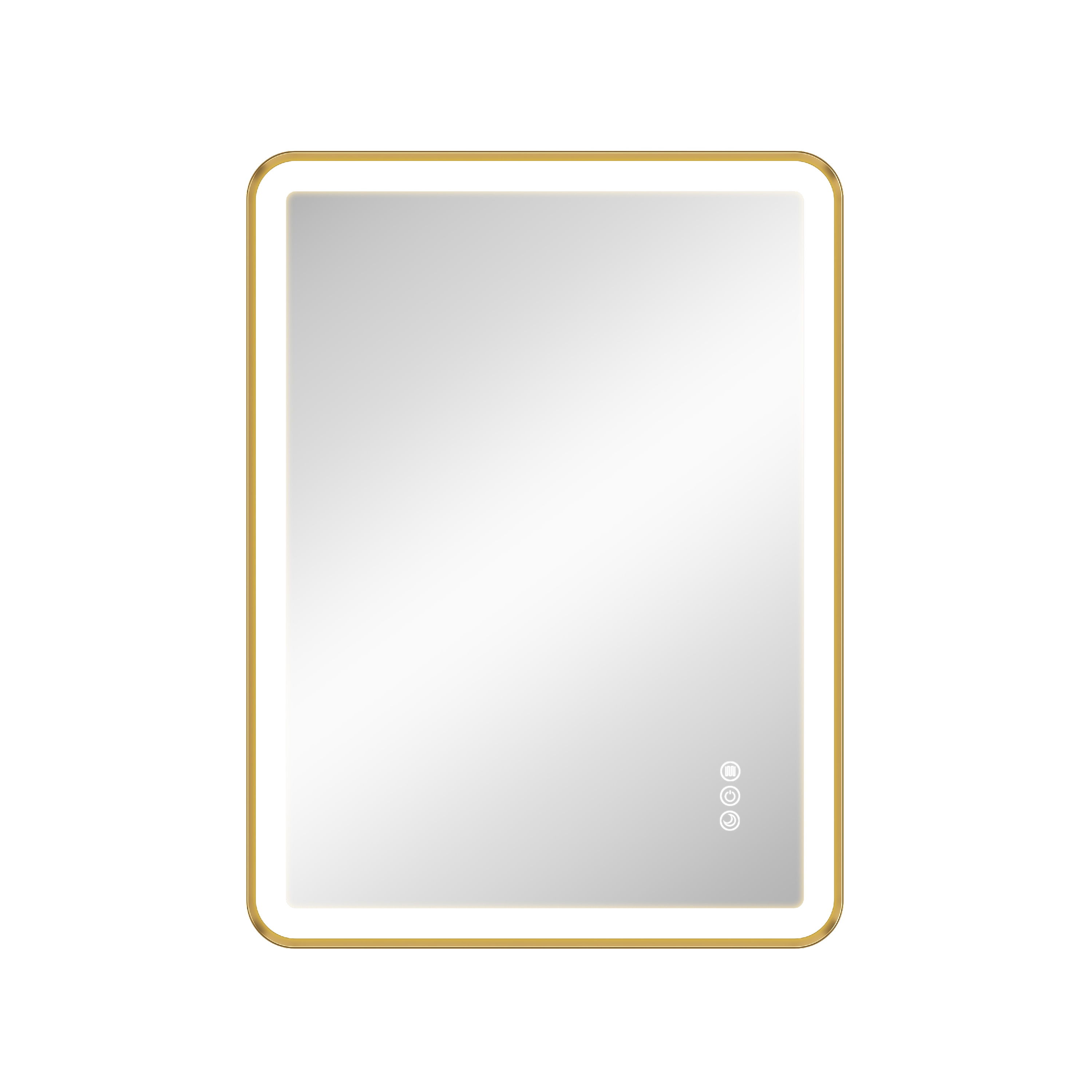 Azzuri Elston 24-in W x 32-in H Rectangle Brushed Gold Framed Lighted Wall Mirror