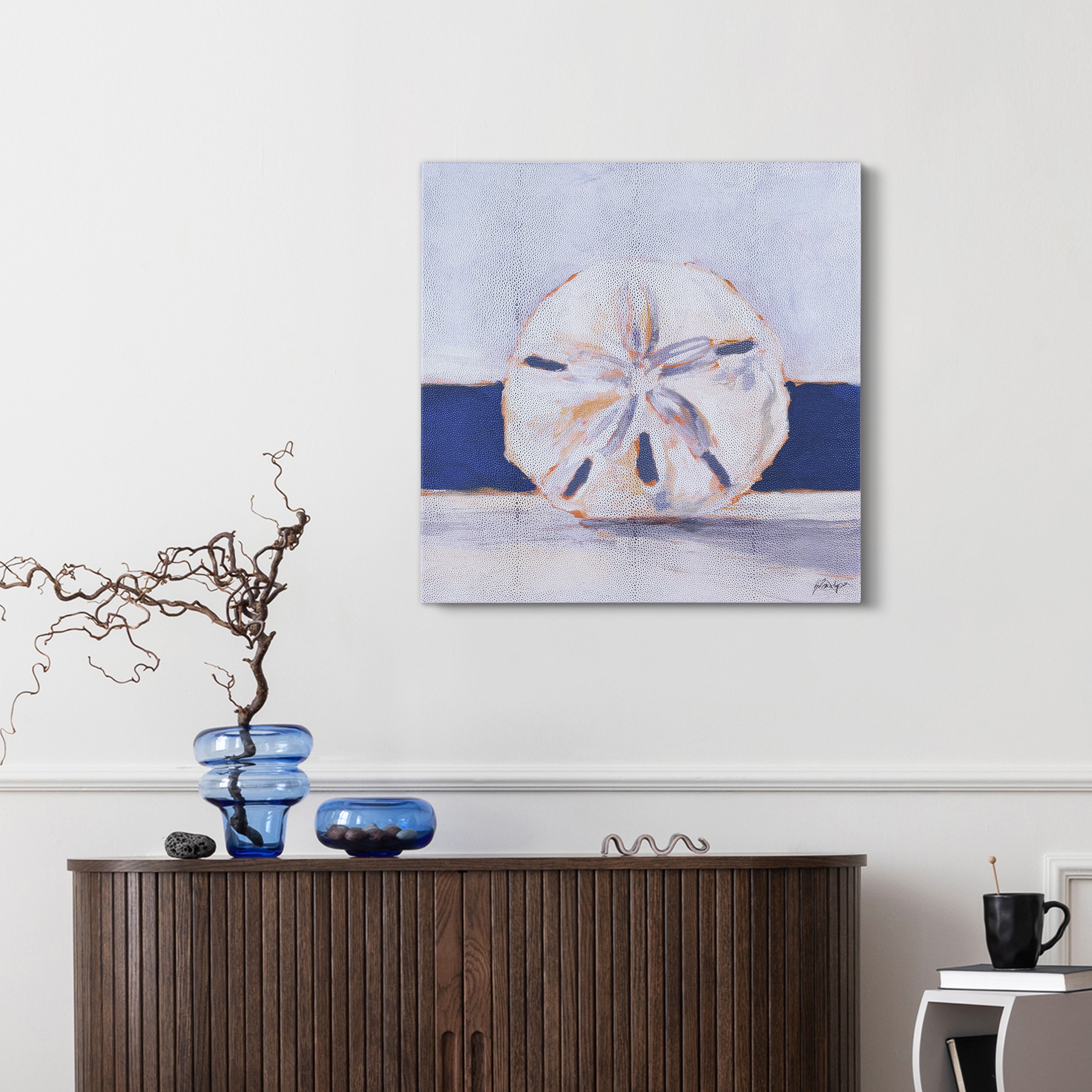Coastal Serenity Silver Shagreen Wrapped Canvas Wall Art