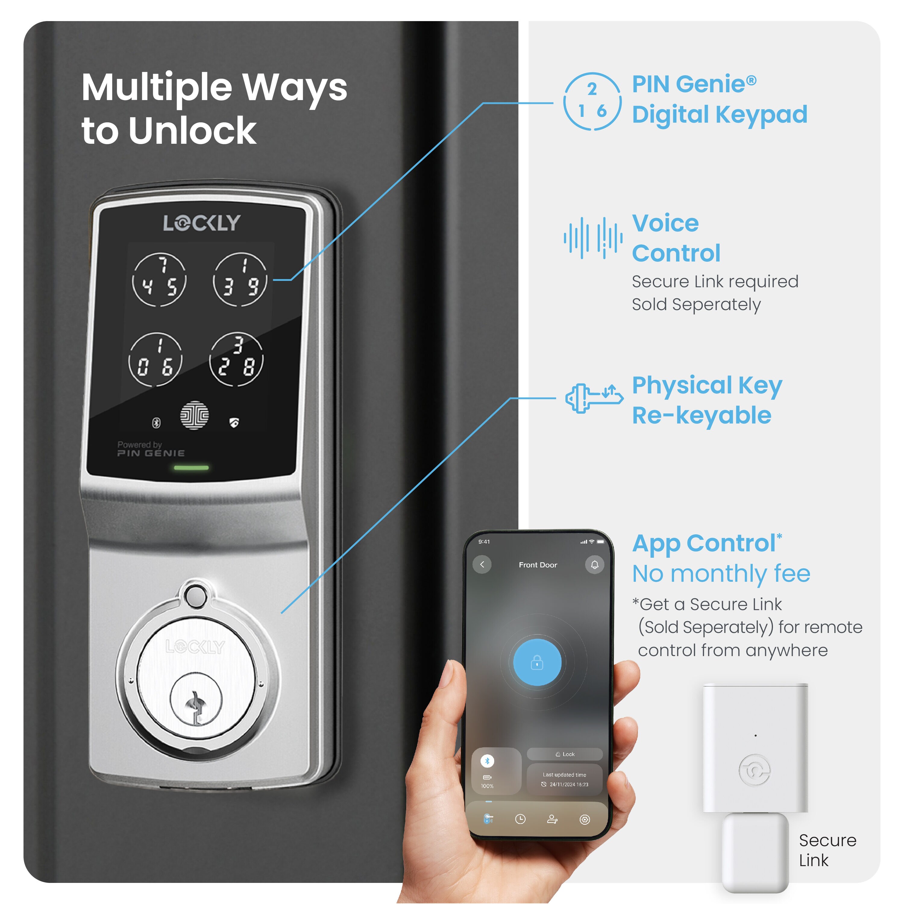 Lockly PGD7SSN Electronic-Door-Locks - View #2