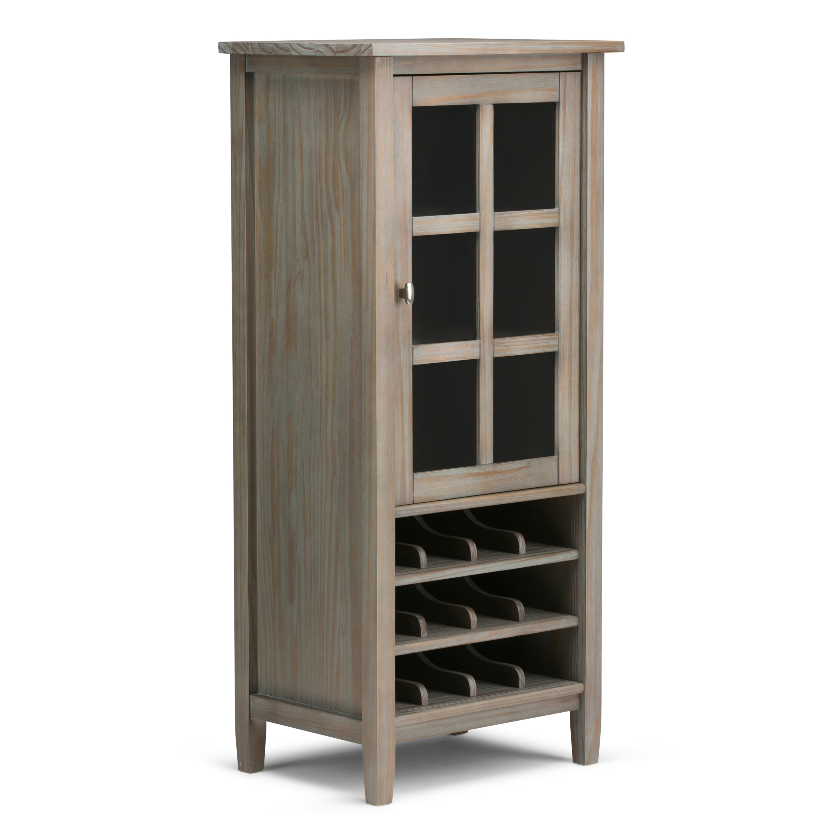 Simpli Home AXWSH008-GR 12-Bottle Distressed Grey Wood Wine Rack