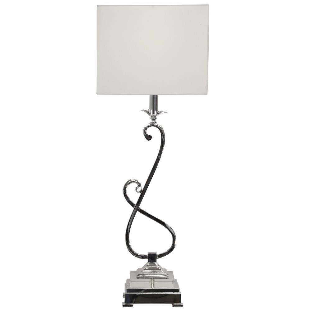 StyleCraft Home Collection JS1781DS Chrome and Glass Table Lamp with Fabric Shade