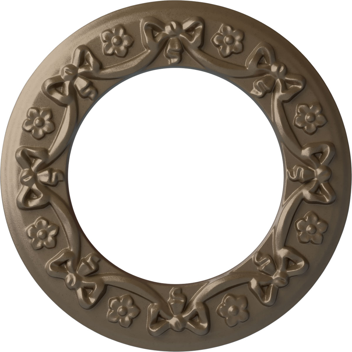 Ekena Millwork CM12RIWSS Ribbon with Bow 12.25-in W x 12.25-in L Painted Warm Silver Polyurethane Split Ceiling Medallion