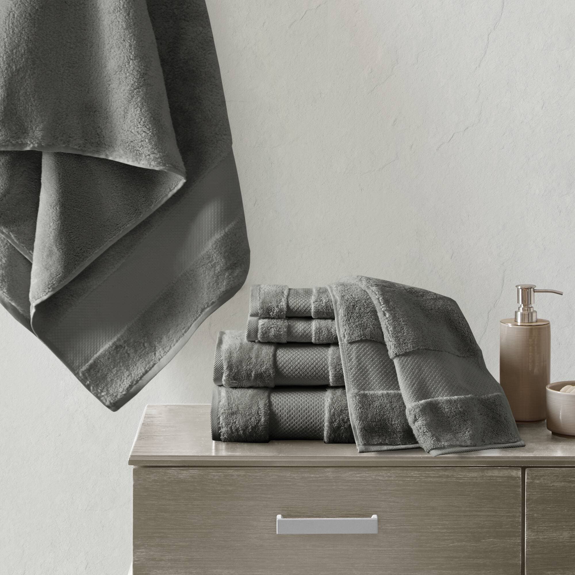 Madison Park Signature MPS73-454 6-Piece Charcoal Turkish Cotton Quick Dry Bath Towel Set