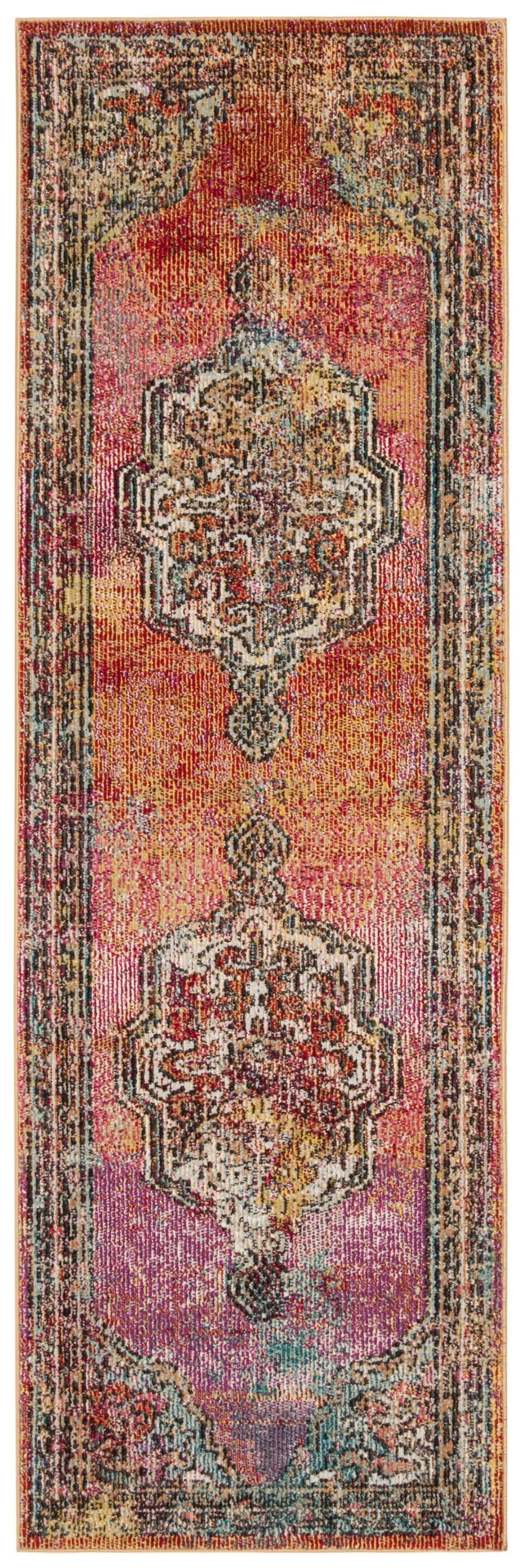 Colorful Low Pile Bohemian Floral Area Rug