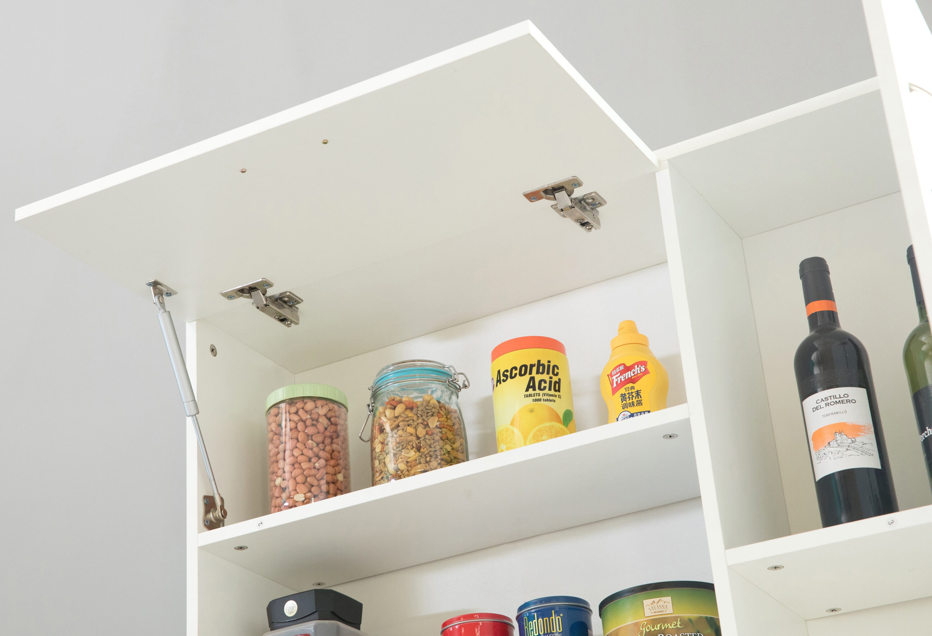 Basicwise Contemporary/Modern White Wood Pantry with Wine Storage