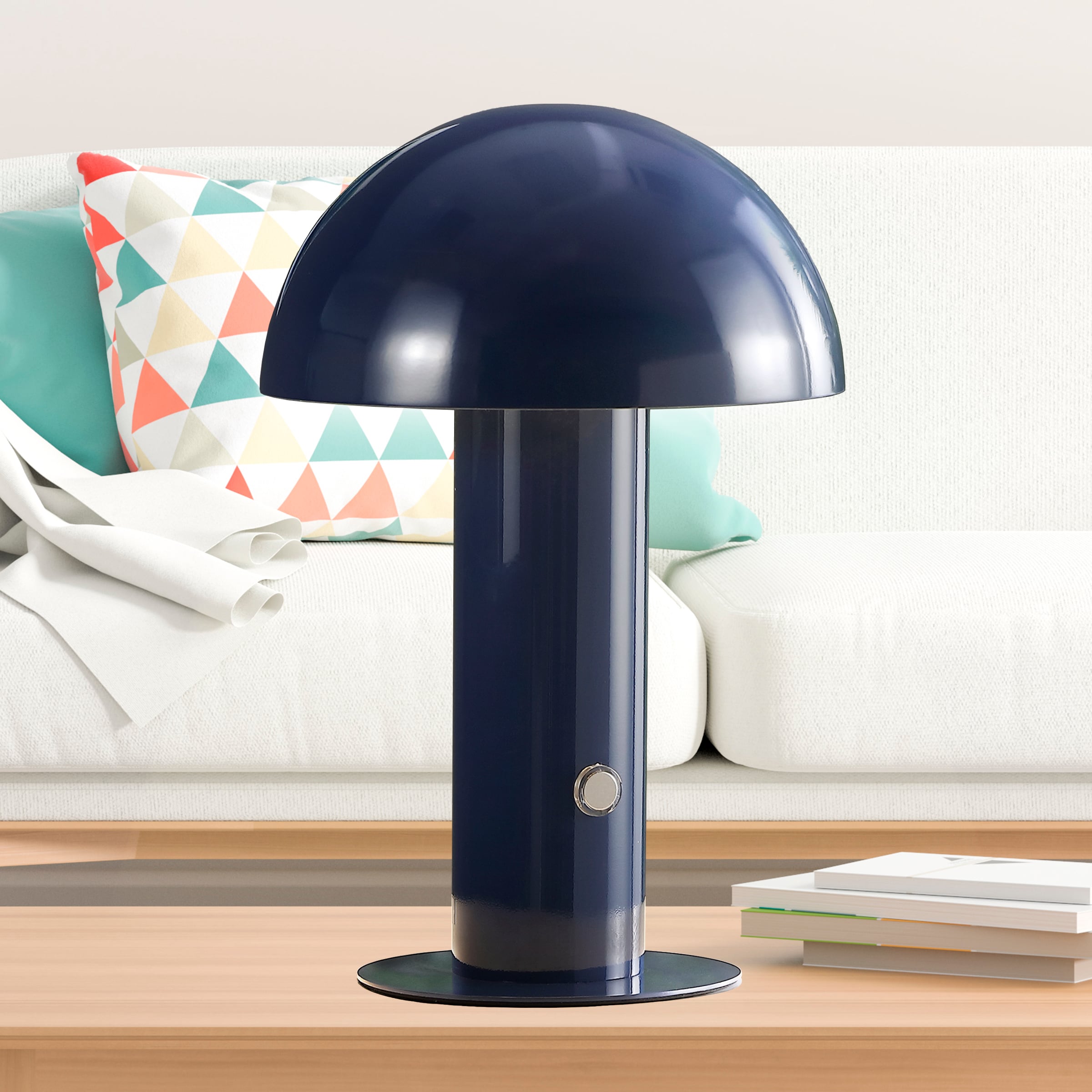 Boletus Bohemian 10.75'' Satin Navy Cordless Metal Mushroom Lamp