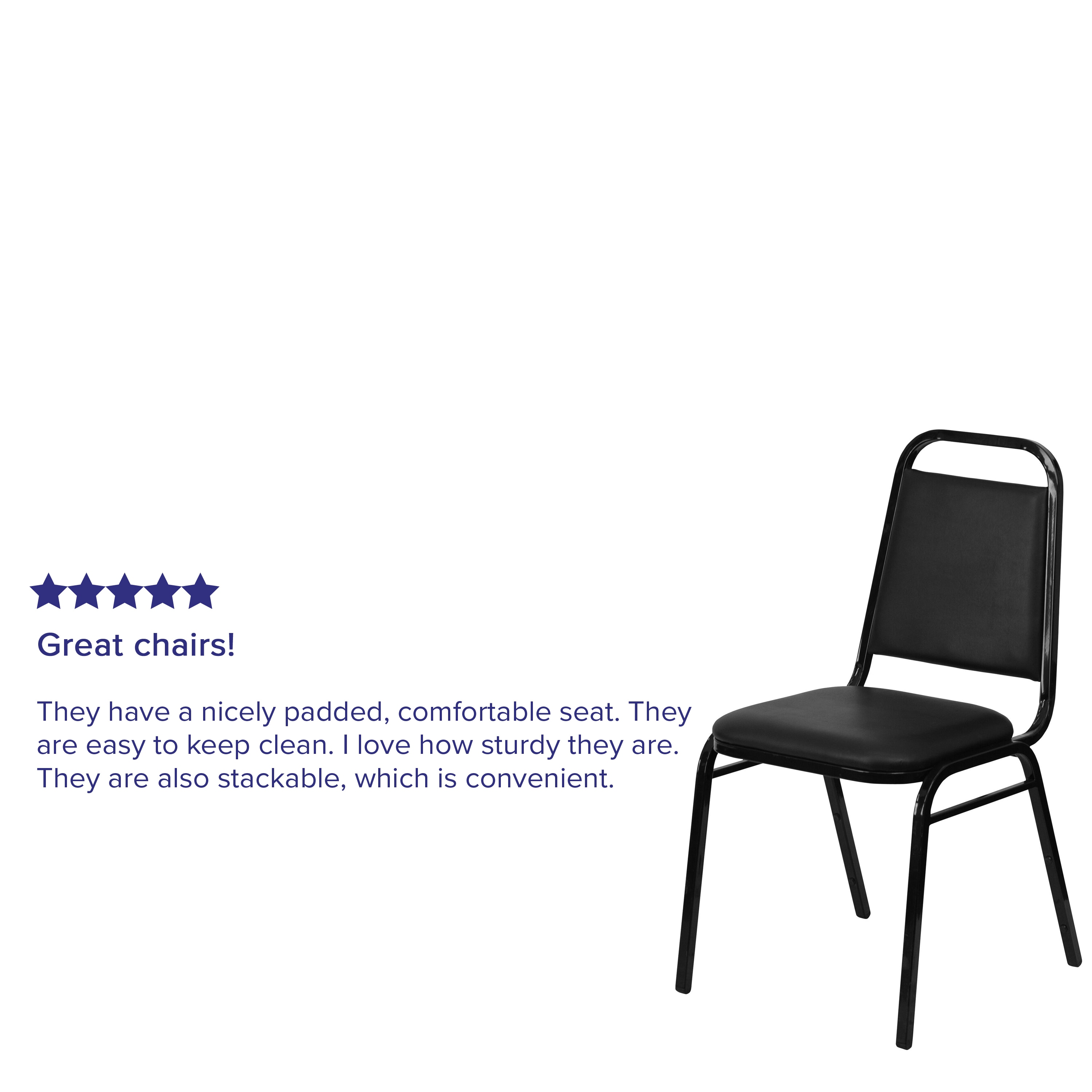Elegant Black Vinyl Stacking Banquet Chair with Steel Frame