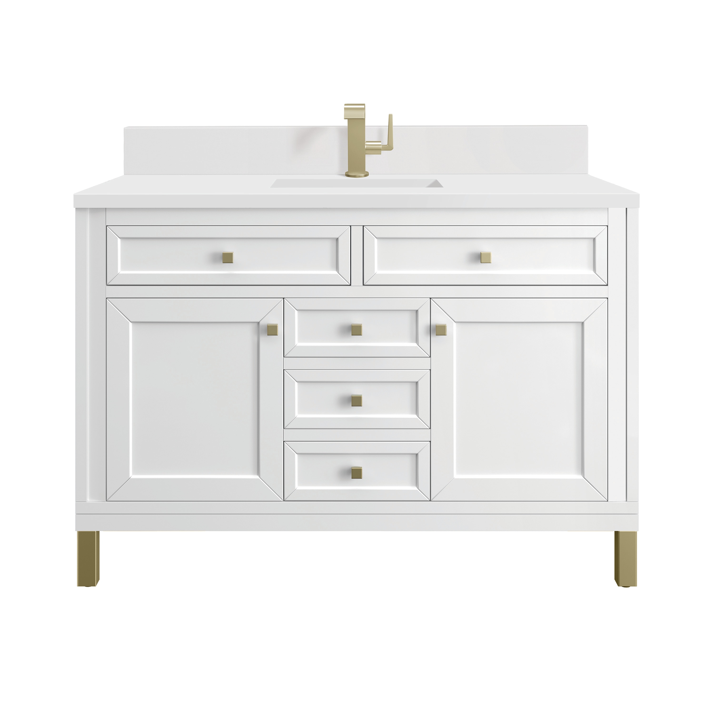James Martin Vanities 305-V48-GW-1WZ Chicago 48-in Glossy White Undermount Single Sink Bathroom Vanity with White Zeus Quartz Top