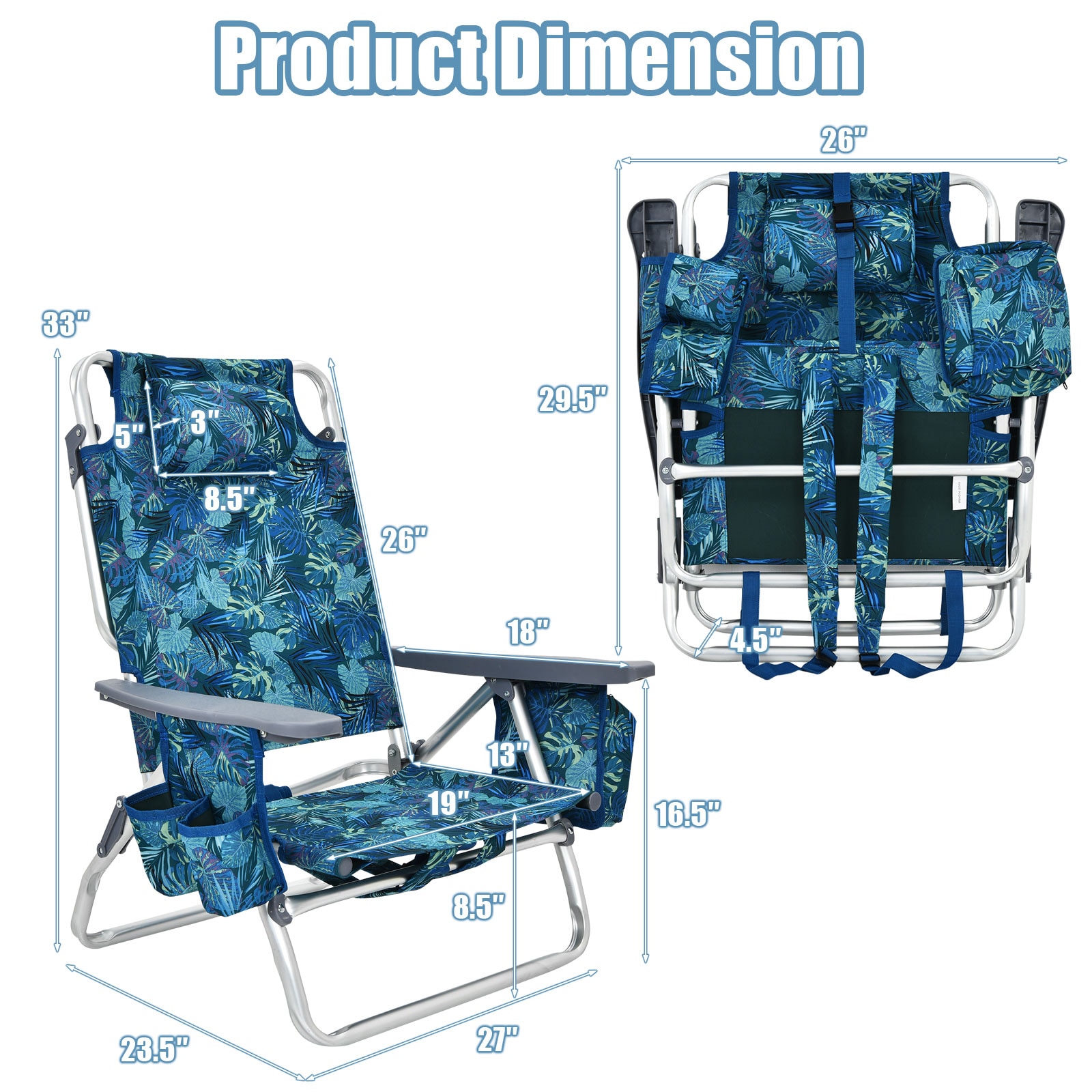 WELLFOR TDG10019PT-2 Beach-Camping-Chairs - View #2