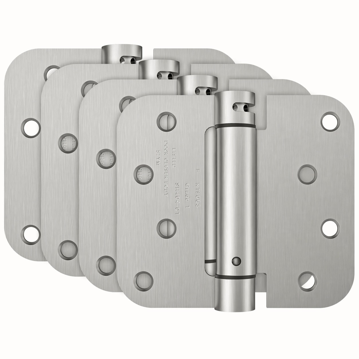 Oyezvary  Self Closing Spring Door Hinges 4 Inch Adjustable Tension Brushed Nickel UL Listed for Garage Front or Back Door Left or Right Hand 58