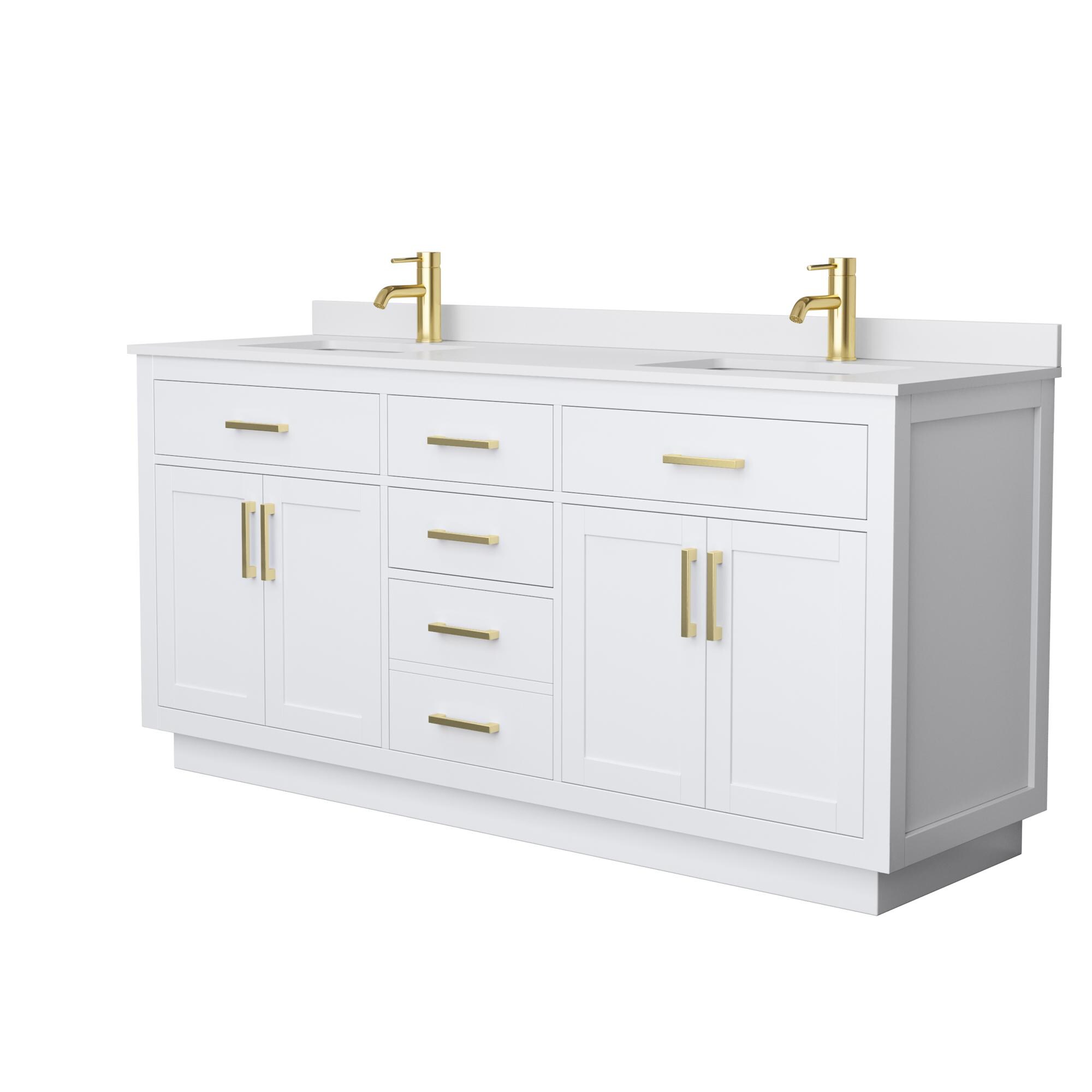 Wyndham Collection WCG262672DWGWCUNSMXX Beckett TK 72-in White Undermount Double Sink Bathroom Vanity with White Cultured Marble Top