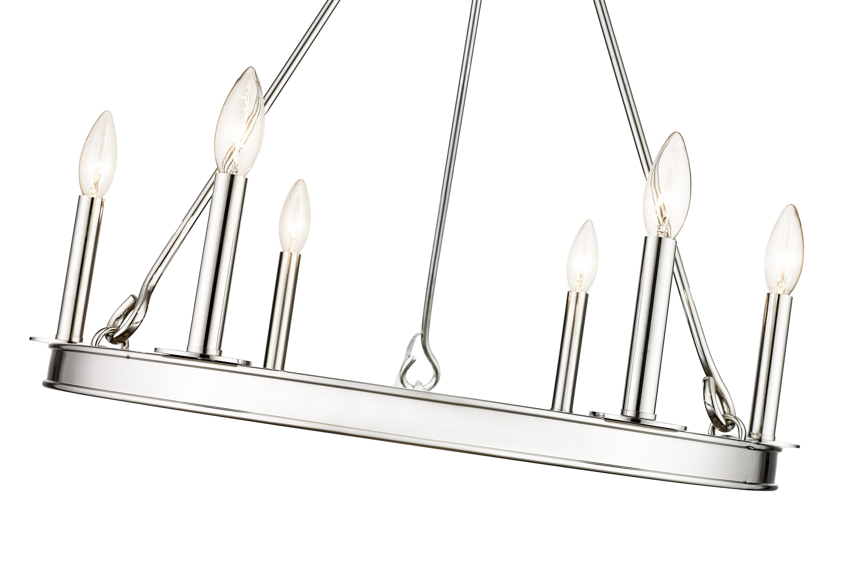 Polished Nickel 6-Light Candle Chandelier with Round Frame