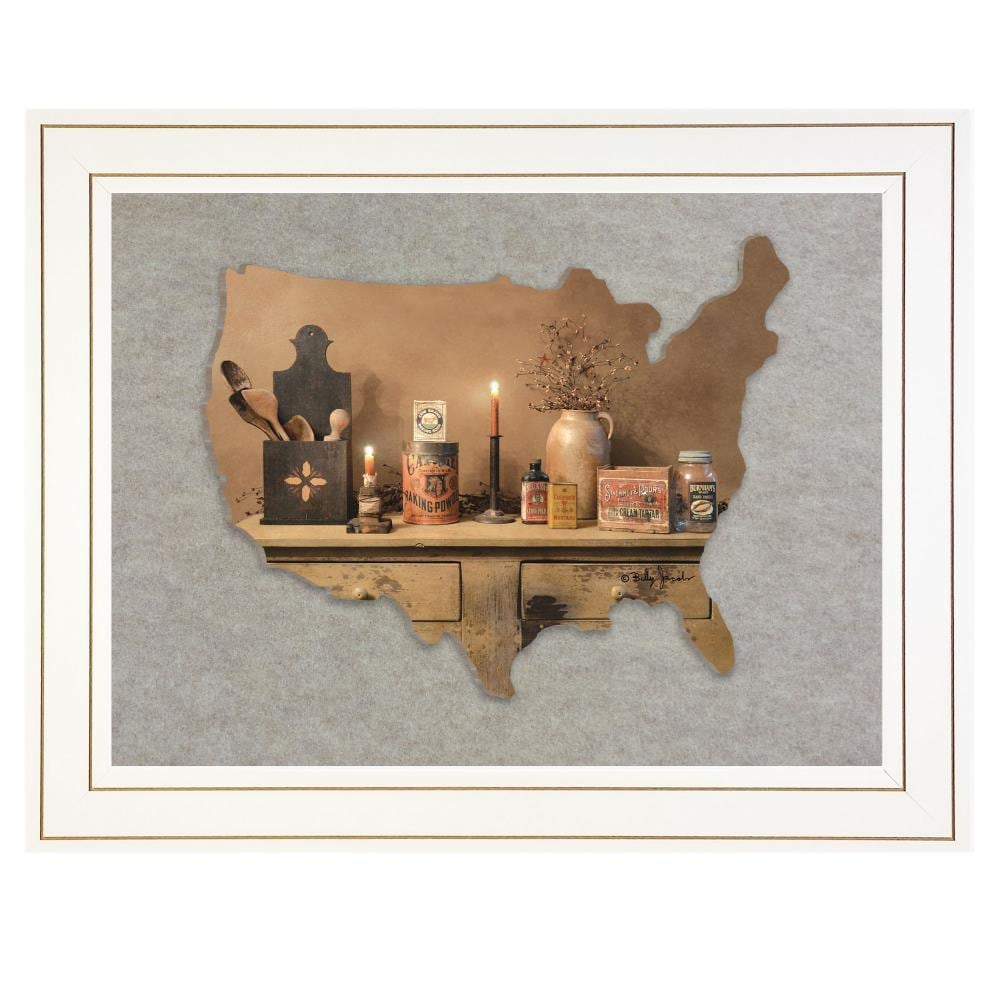 Trendy Decor 4U BJ1088USA-E-226G White Wood Framed 15-in H x 19-in W Vintage/Retro Paper Print