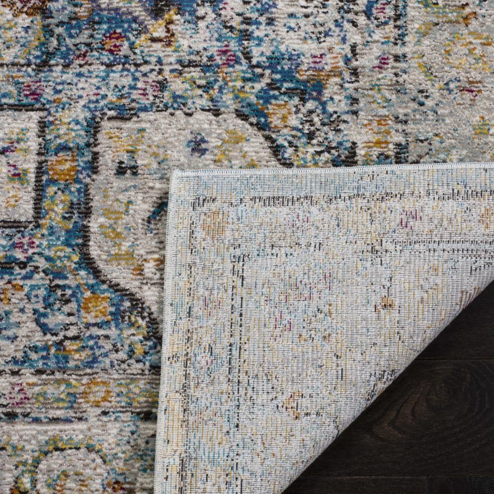 Elysian Distressed Cream/Red Square Wool Blend Area Rug - 6'5" x 6'5"