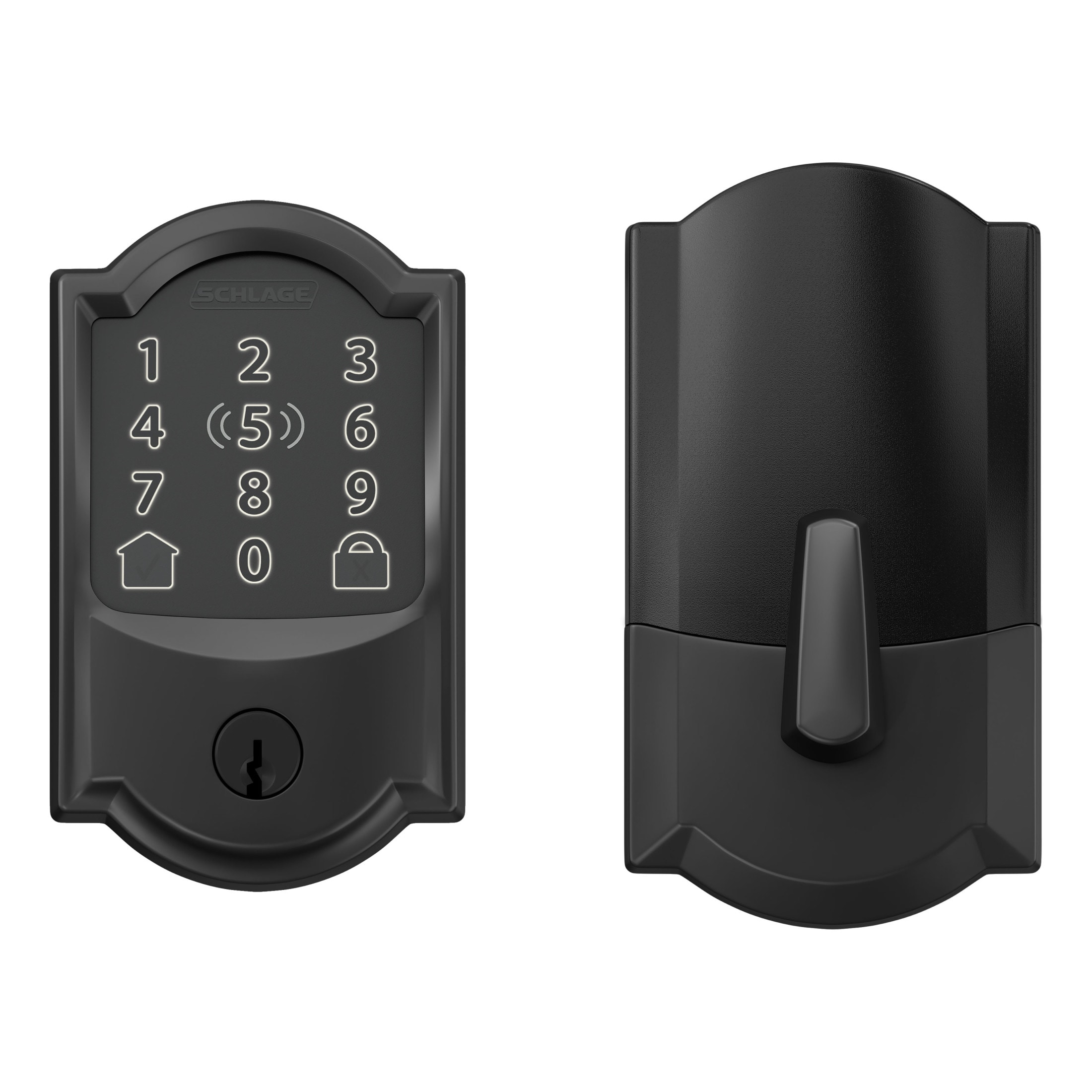 Schlage Encode Plus Camelot Matte Black Wifi Bluetooth Electronic Deadbolt  Lighted Keypad Touchscreen Smart Lock in the Electronic Door Locks  department at