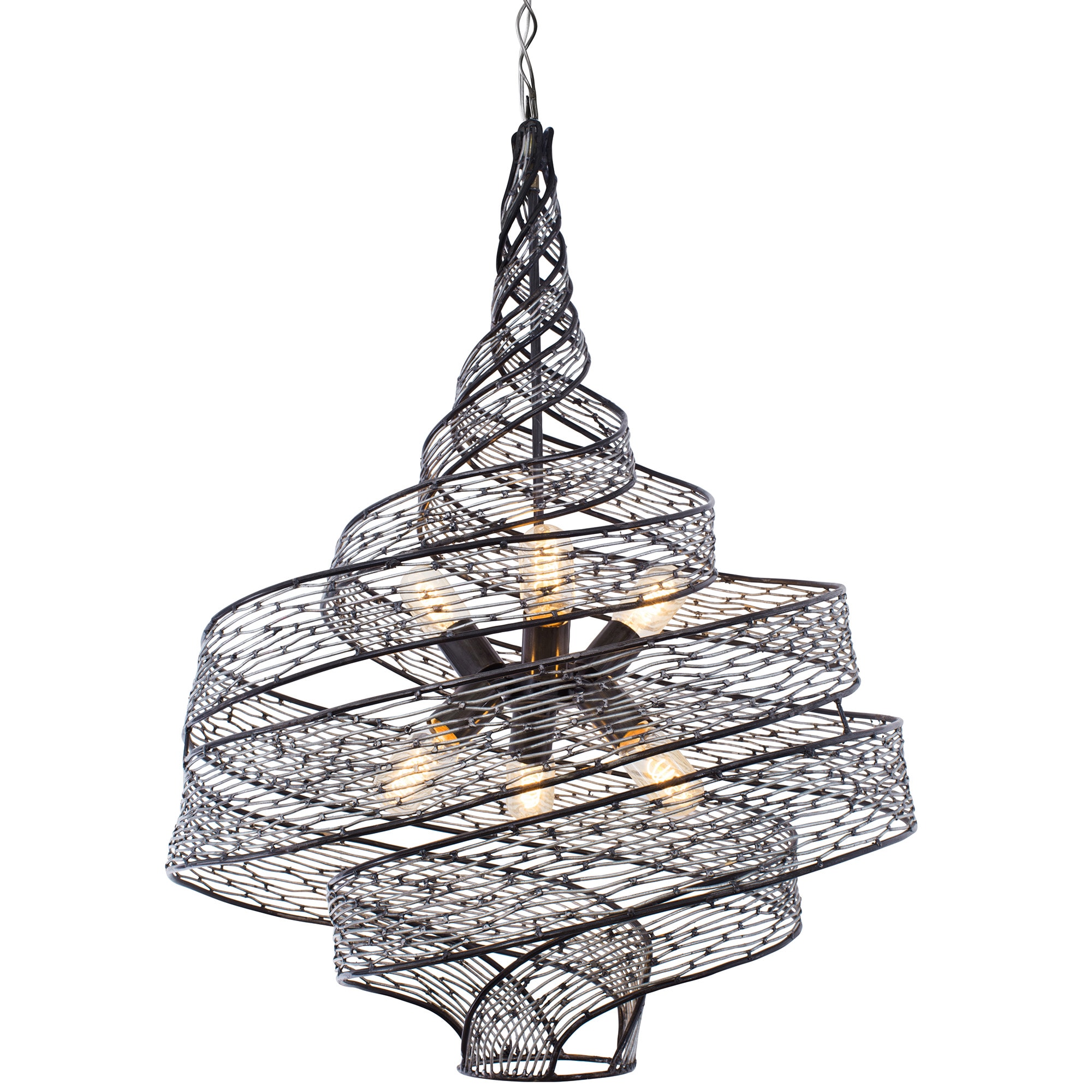 Varaluz 240P06SL Flow 6 -Light Steel Transitional Geometric Hanging Pendant light