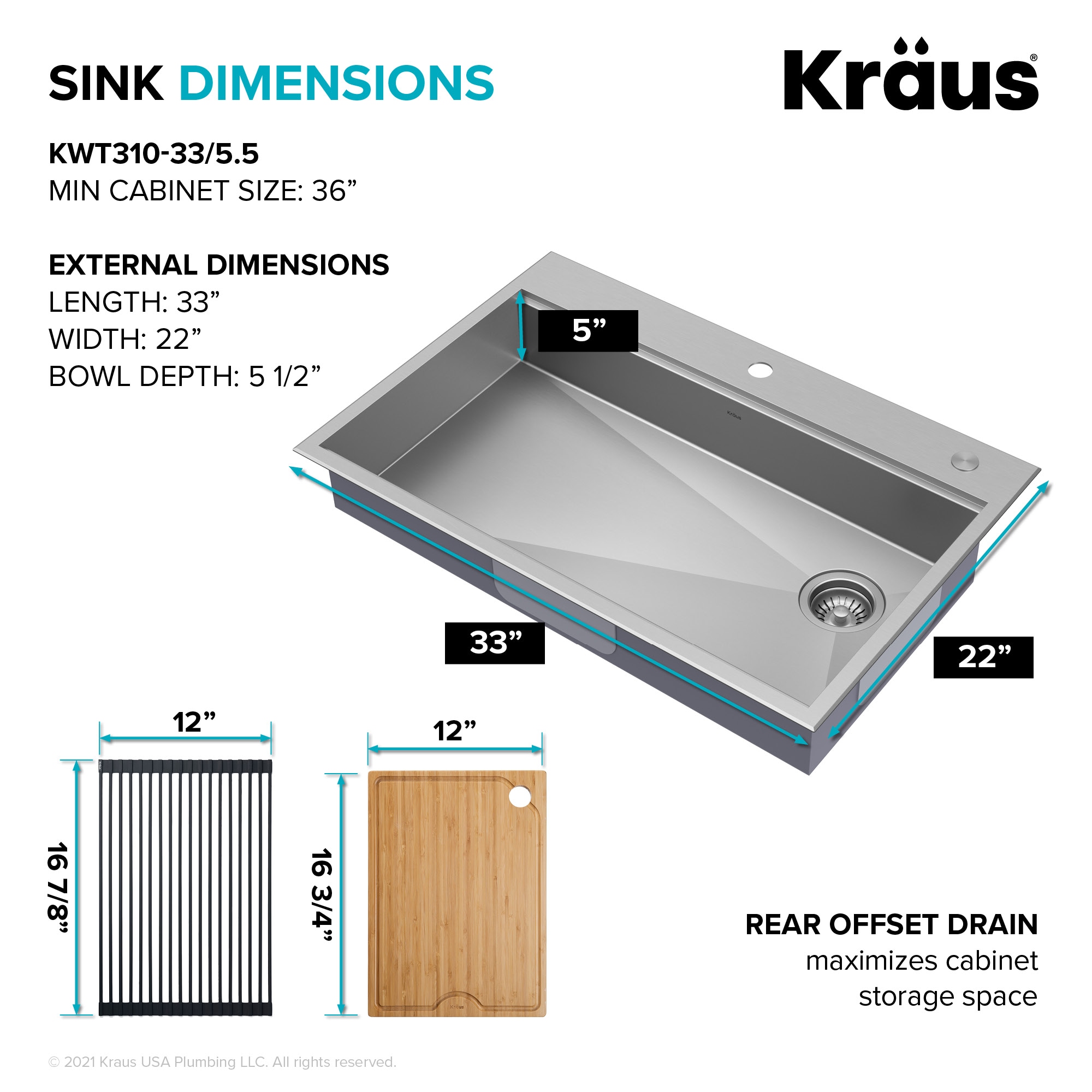 Kraus KWT310-33-5.5 Kitchen-Sinks - View #10