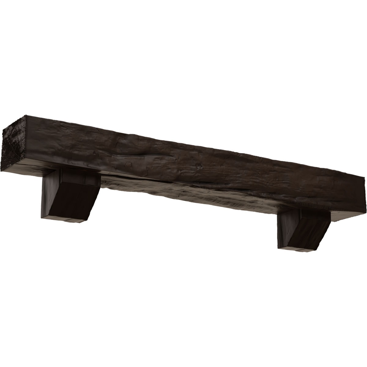 Ekena Millwork MANURW06X06X36ASNM 36-in W x 6-in H x 6-in D Mahogany (Natural) Hollow Urethane Rustic Fireplace Mantel