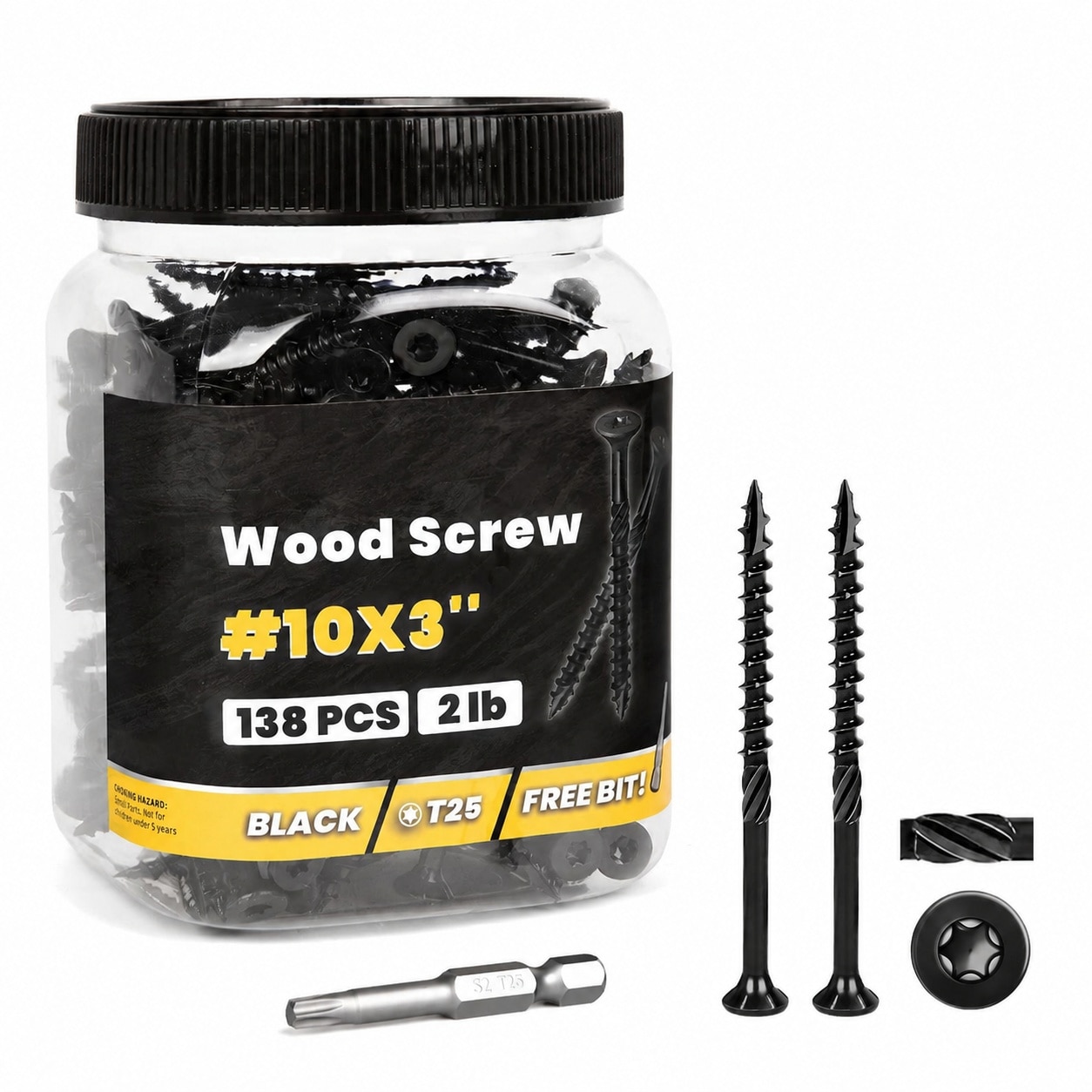 Yichuhaoxi  Deck Screws 3 Inch 138pcs Wood Screws 10 x 3 2lb Epoxy Coated T25 Star Bit Above 1500 Hour Salt Spray Coating Outdoor Decking Screws