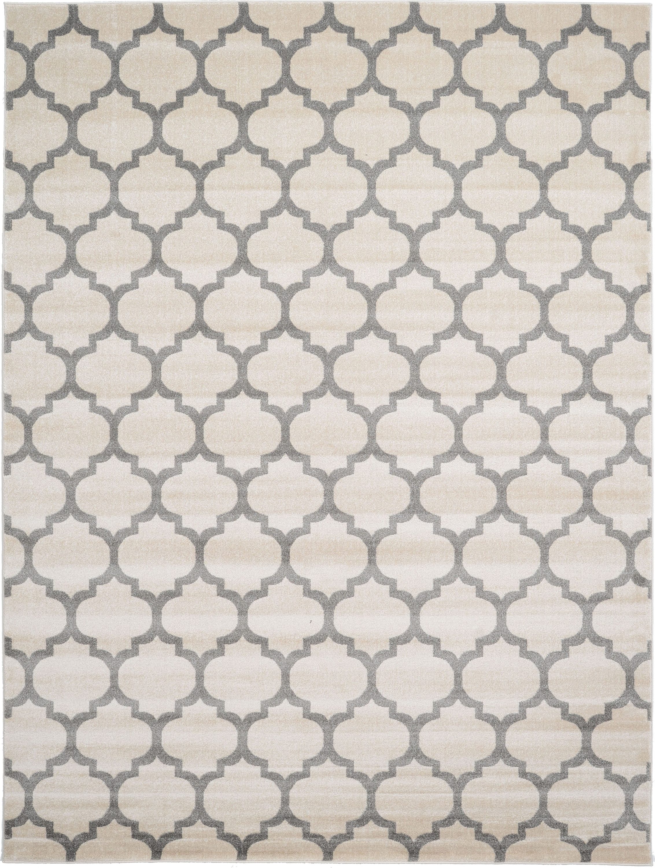 Unique Loom 3115936 Philadelphia Trellis 9 x 12 (ft) Loomed Polypropylene Beige and Gray Rectangular Indoor Geometric Industrial Area rug