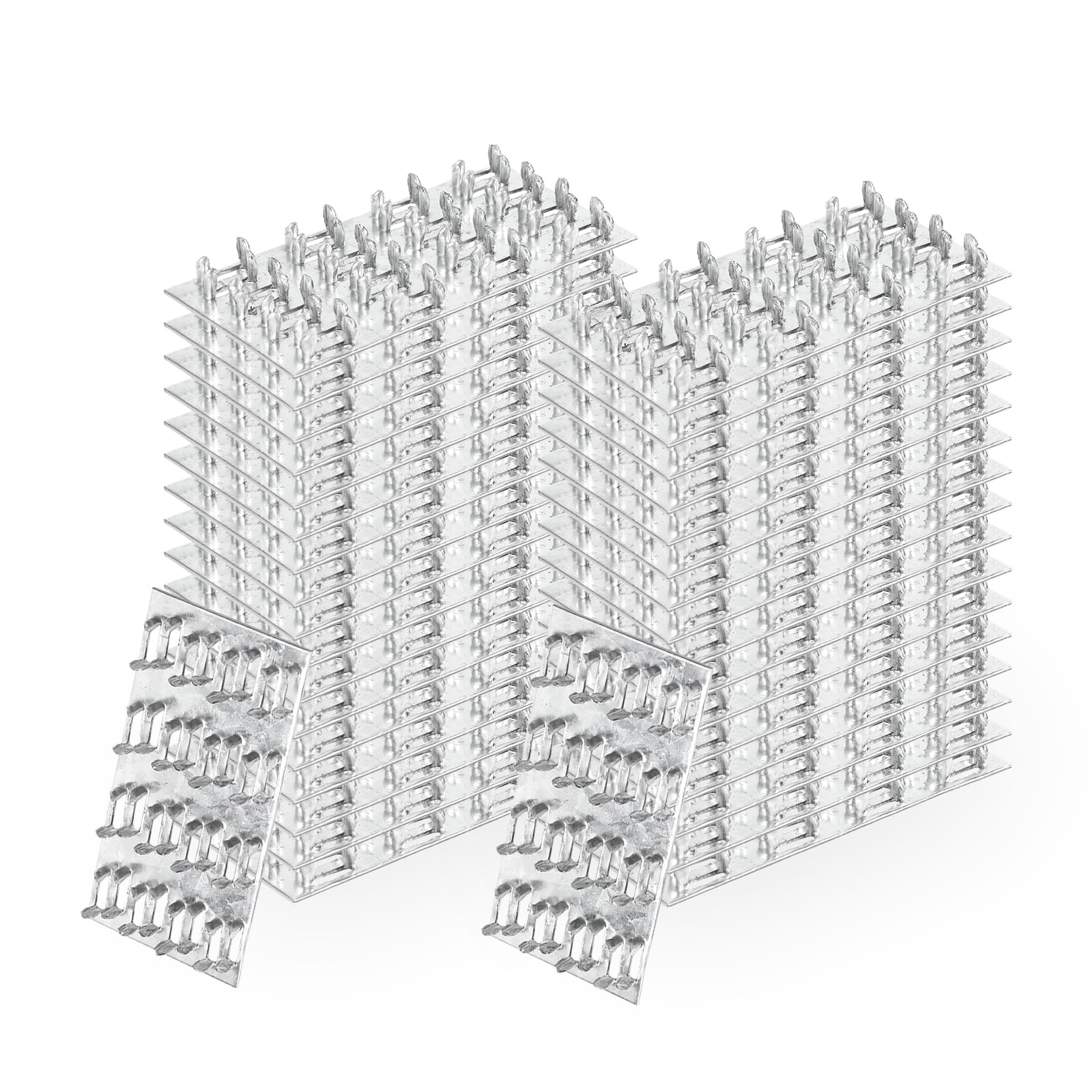 Phewnyzo  Truss Plates 2x4 30 pcs Steel Pronged Mending Plate Staggered Nail Teeth 20 Gauge Wood Connector for Roofing Floor Wall Frame