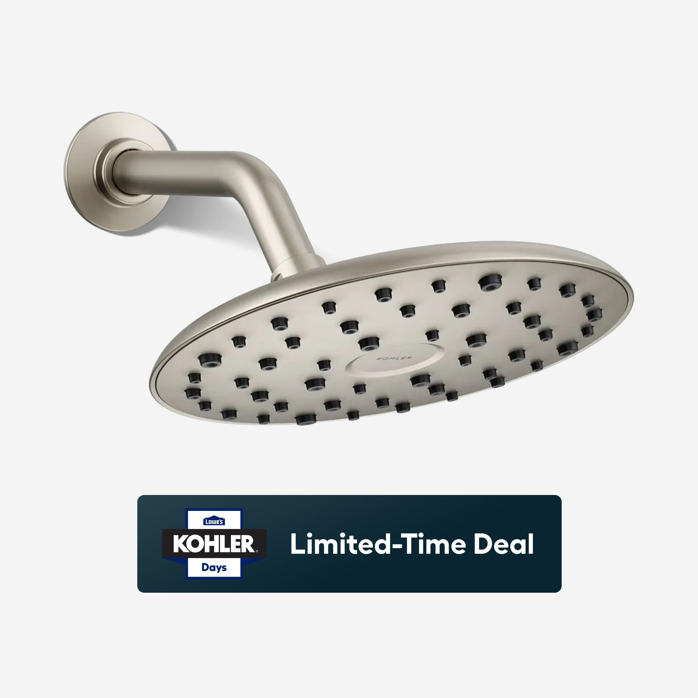 KOHLER Raindet 1 -Spray Vibrant Brushed Nickel 8-in Round Rain Shower Head 1.75 GPM